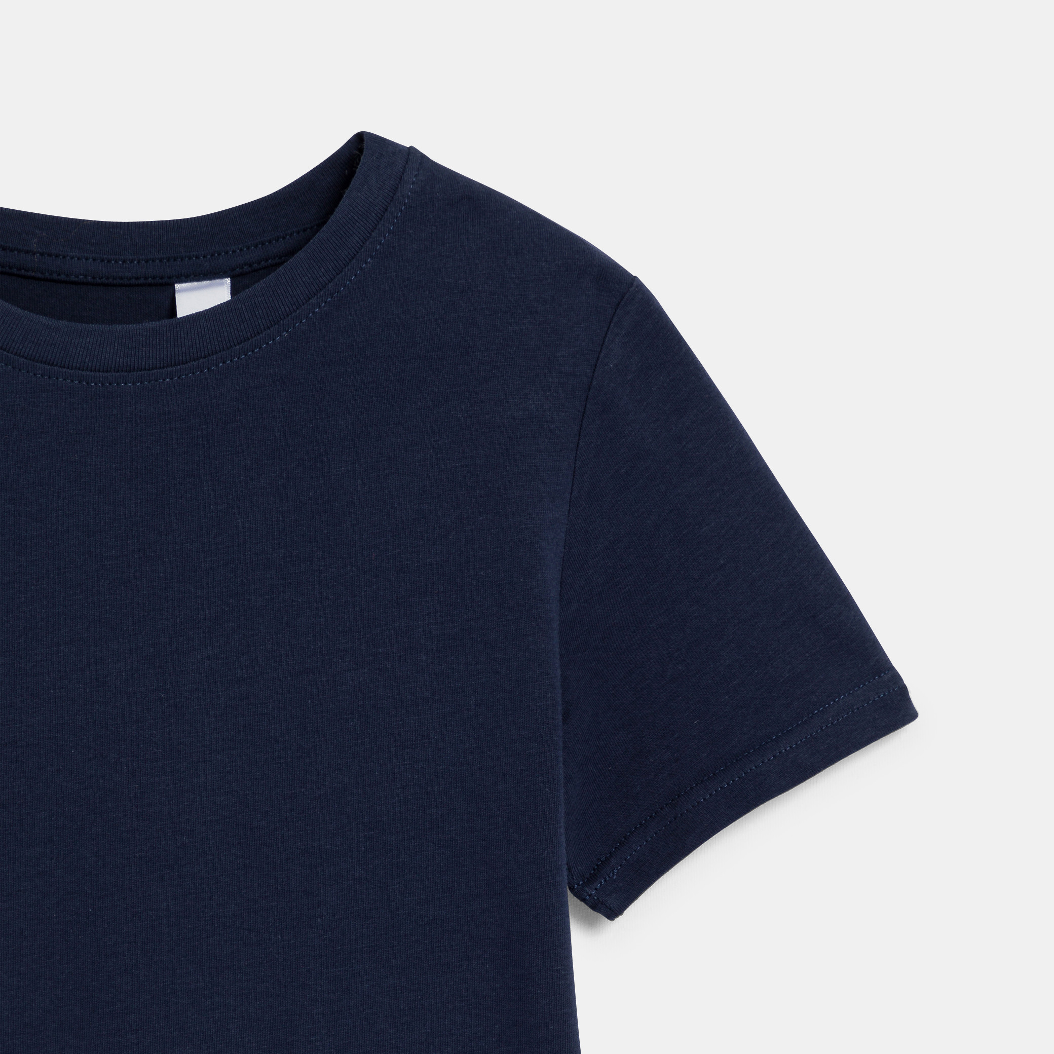 T-shirt basique manches courtes blanc garçon - Bleu navy