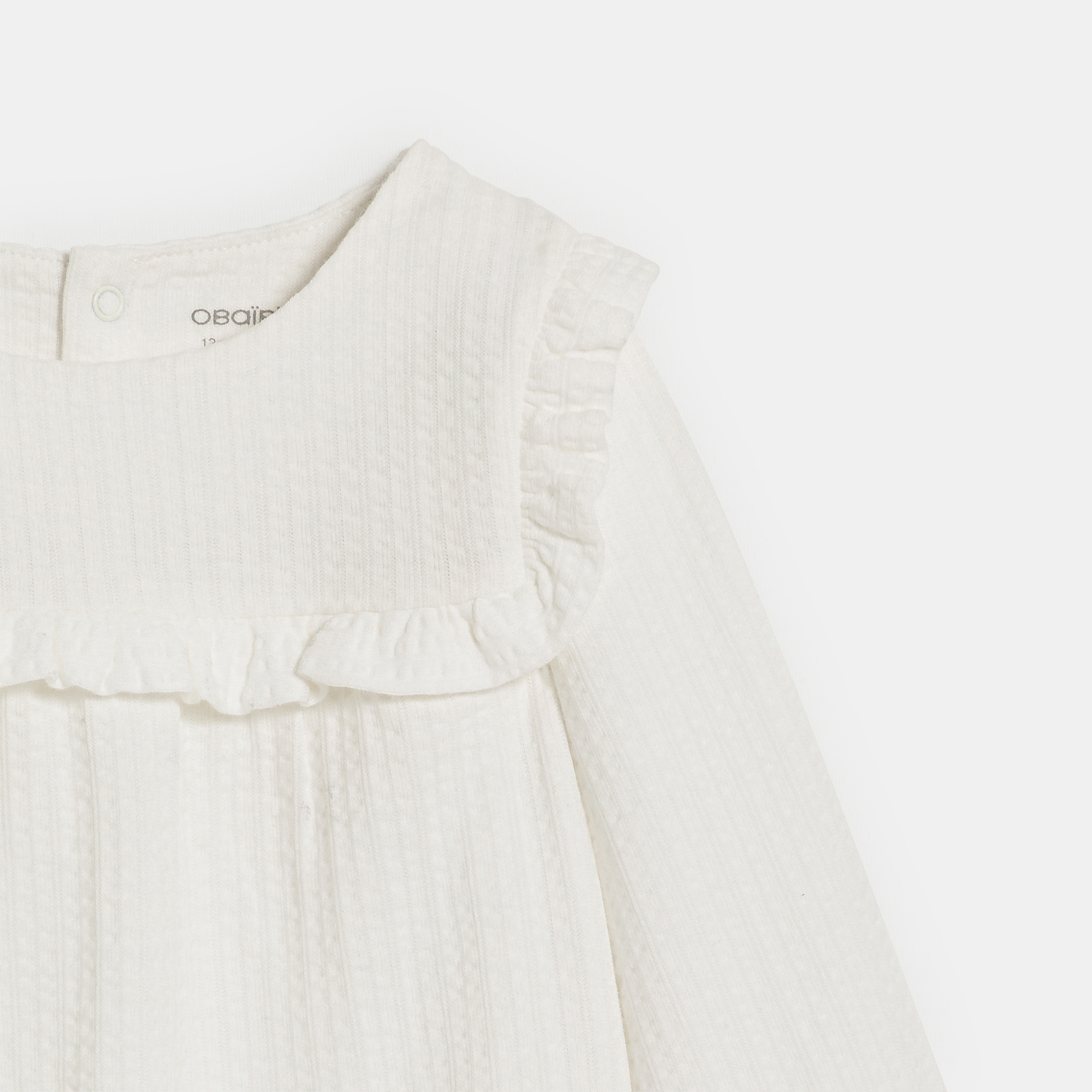 Blouse fantaisie à volants fleurie blanc bébé fille - Blanc écru