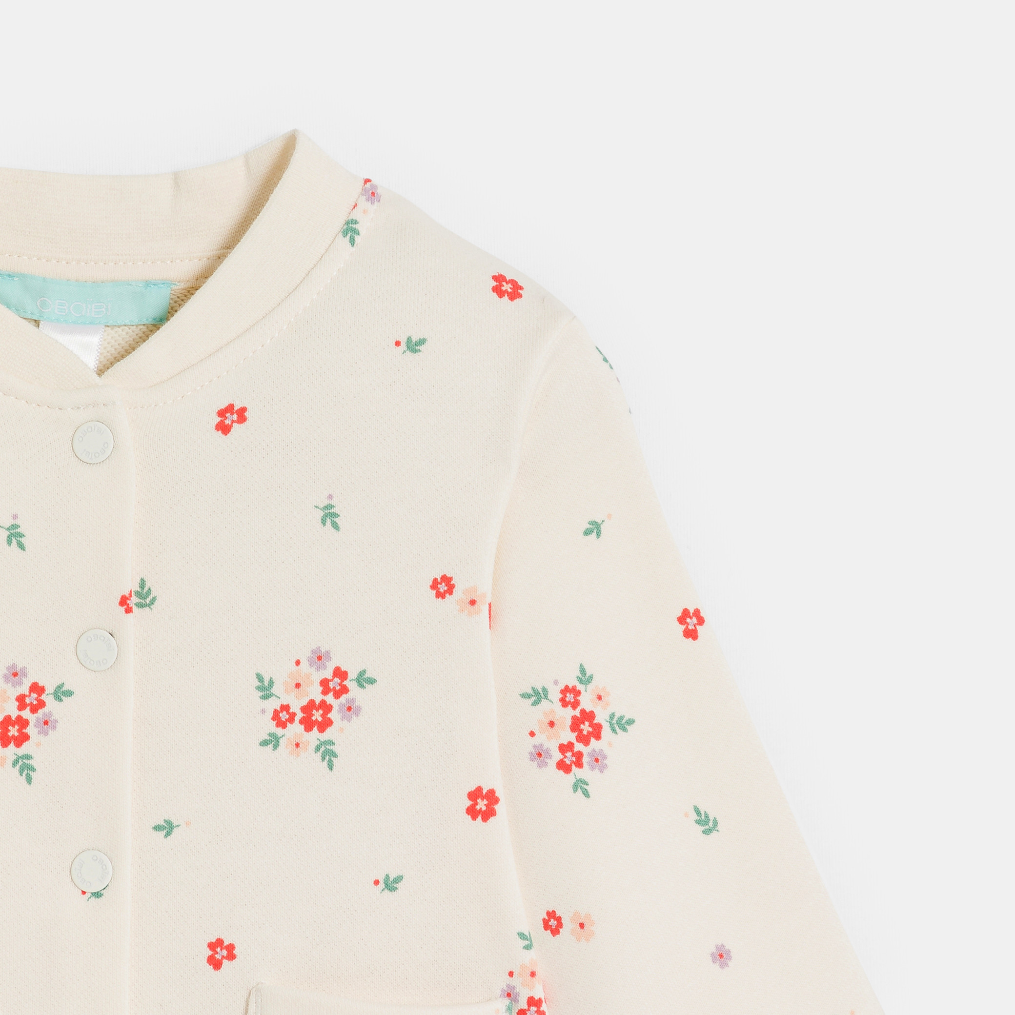 Teddy imprimé fleuri en molleton beige bébé fille - Imprimé multicolore