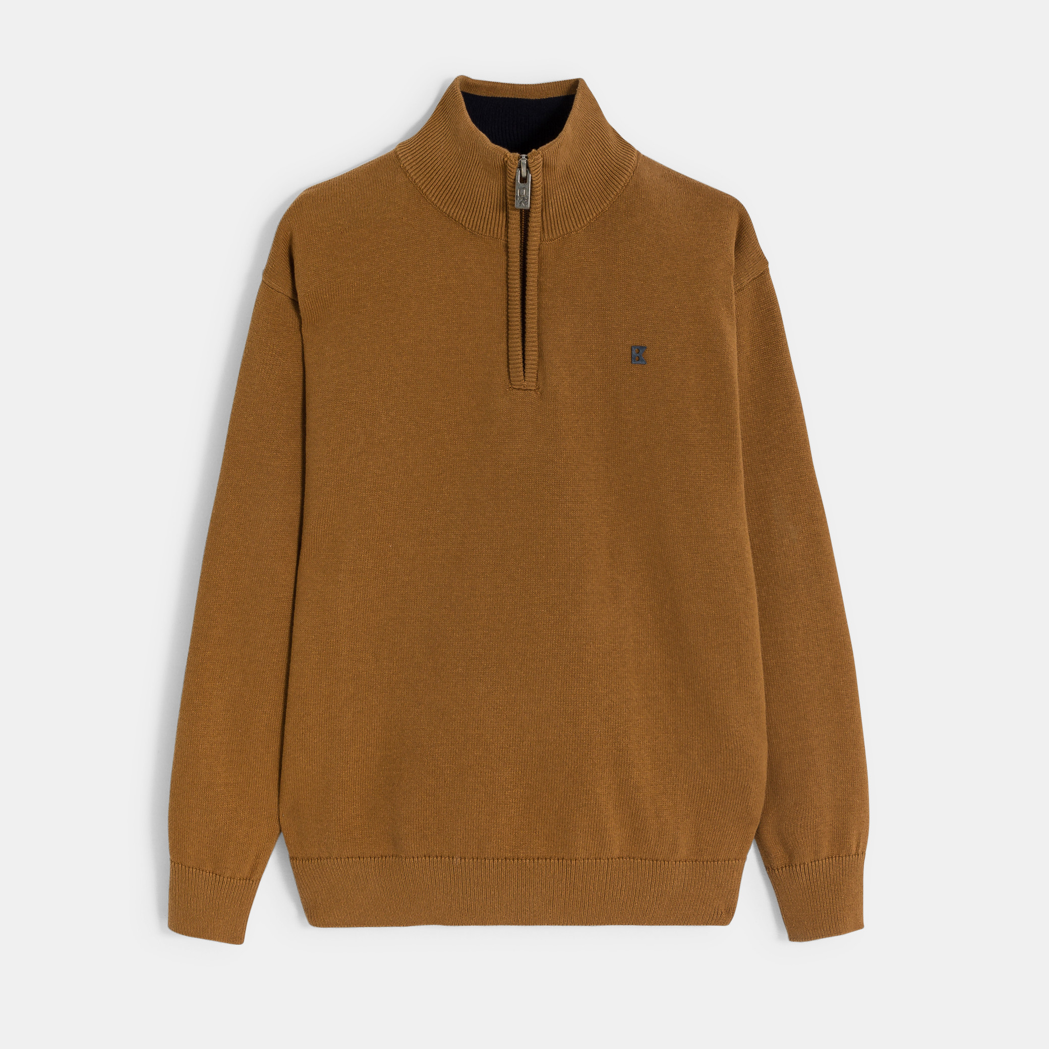 Pull à col montant beige chiné Garçon - Marron Cacao