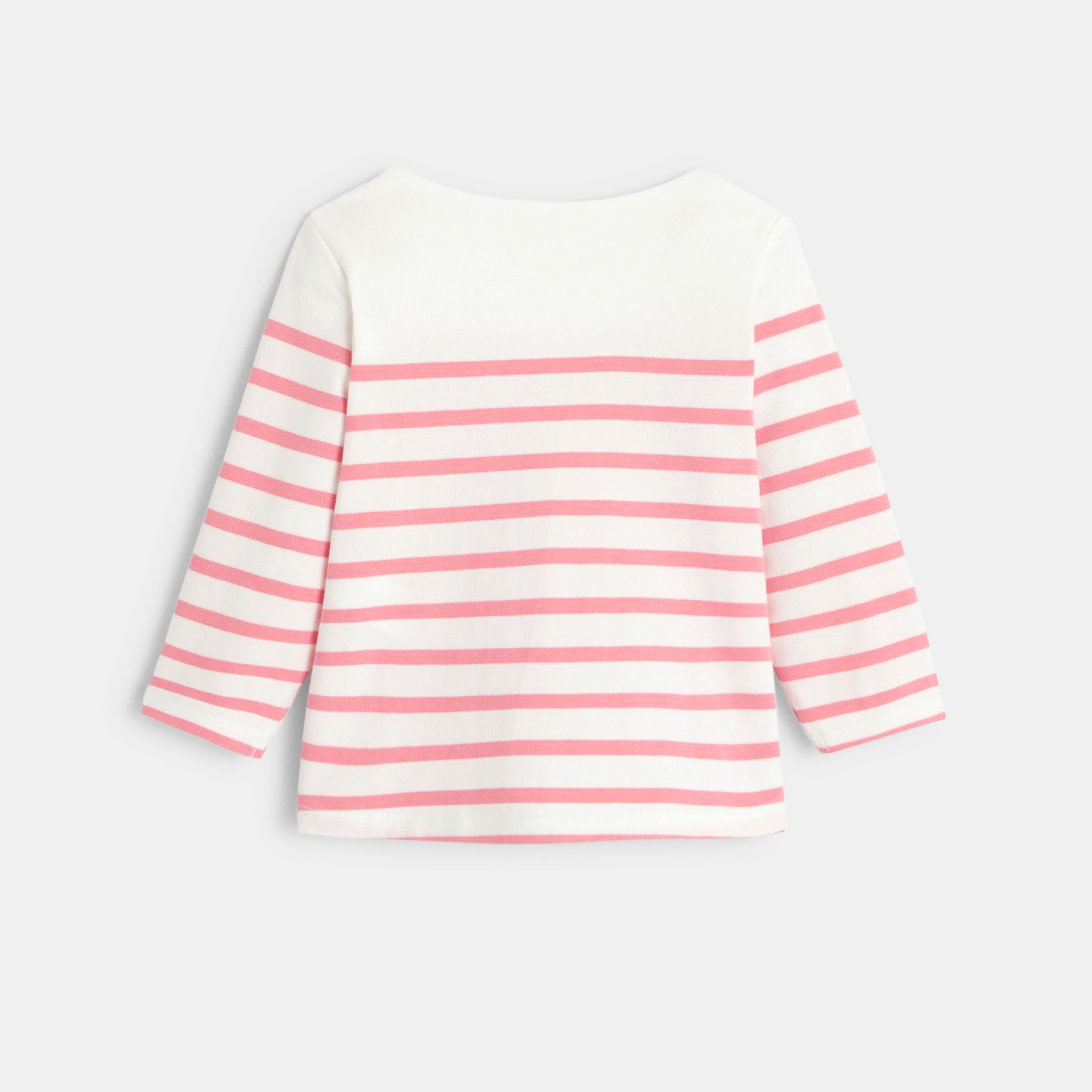 T-shirt rose rayé bébé fille - Rose Fonce