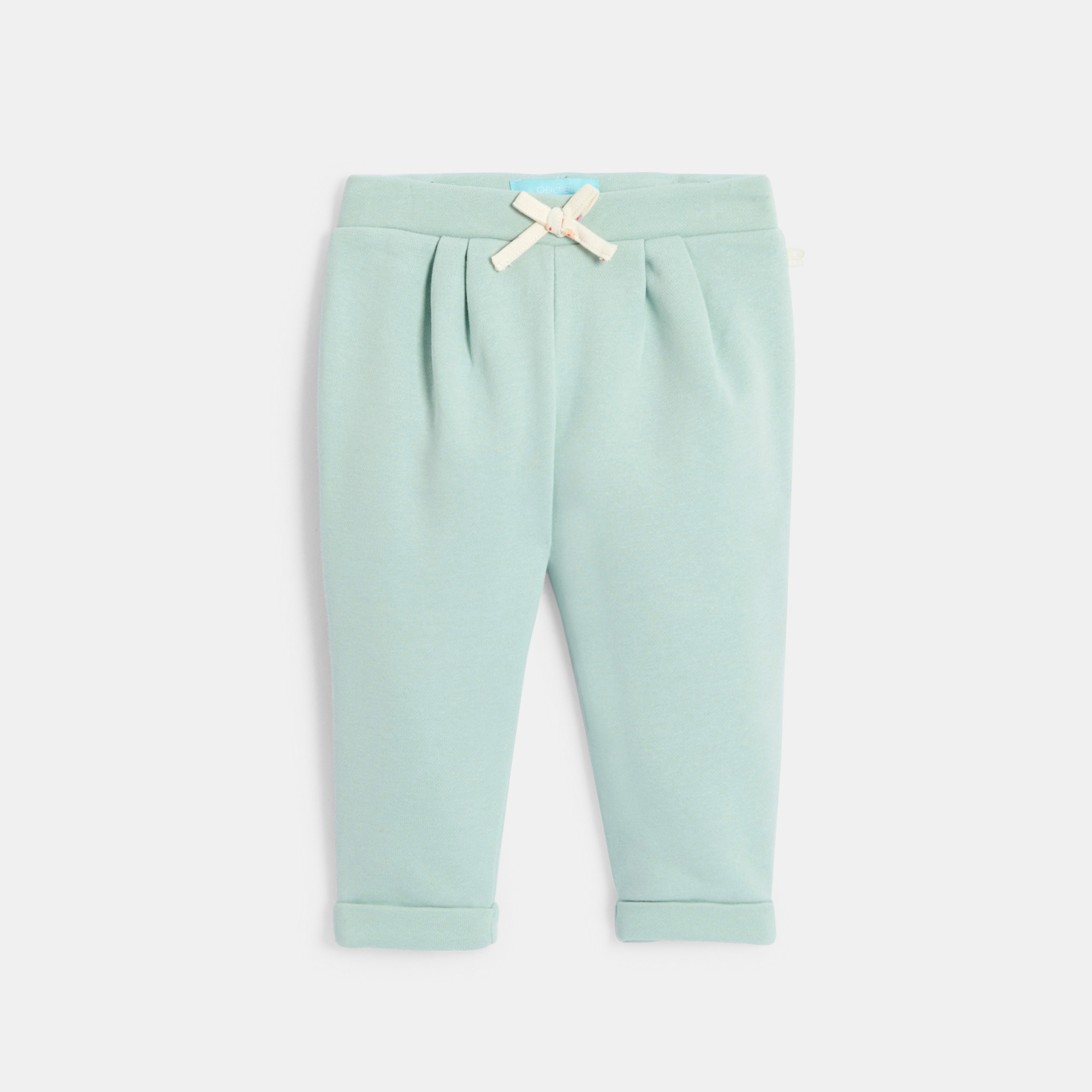 Pantalon molleton fleuri vert bébé fille - Vert Tres Clair