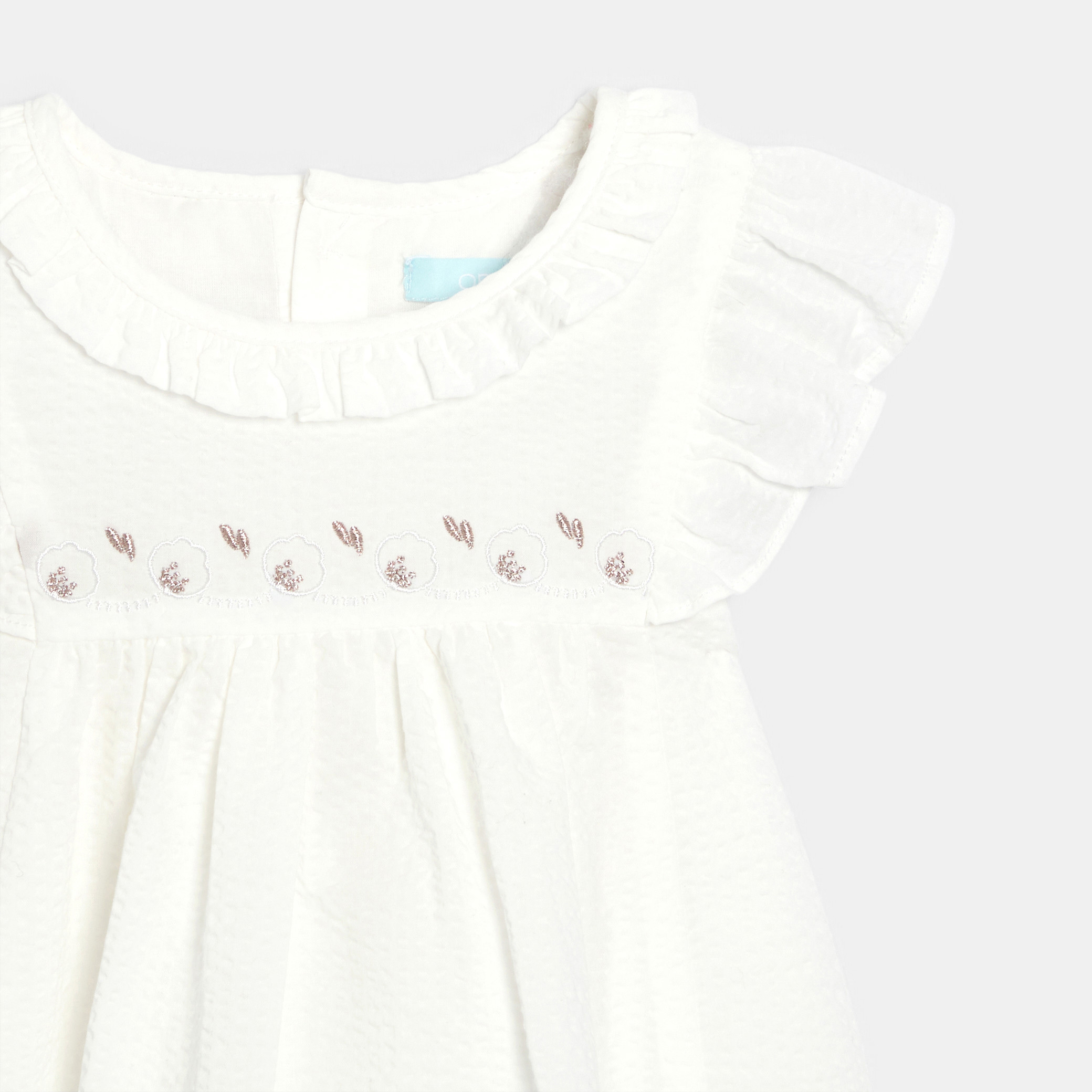 Robe de cérémonie à volants blanc bébé fille - Blanc
