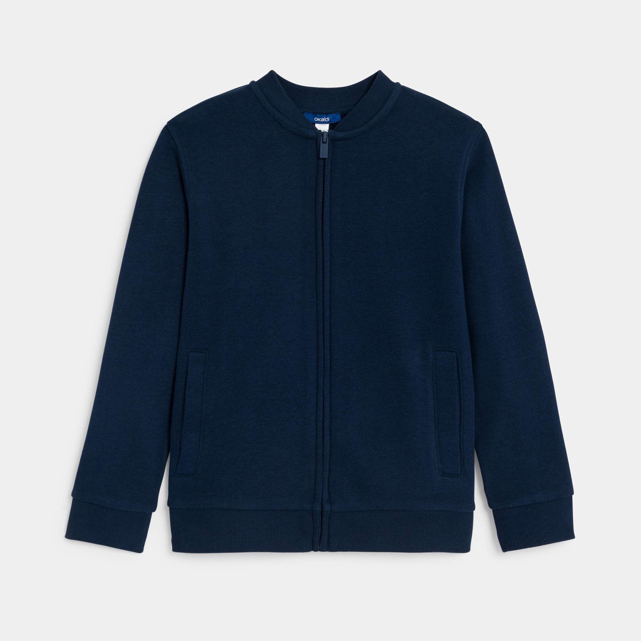 Sweat-shirt teddy en molleton uni bleu Garçon - Bleu amiral