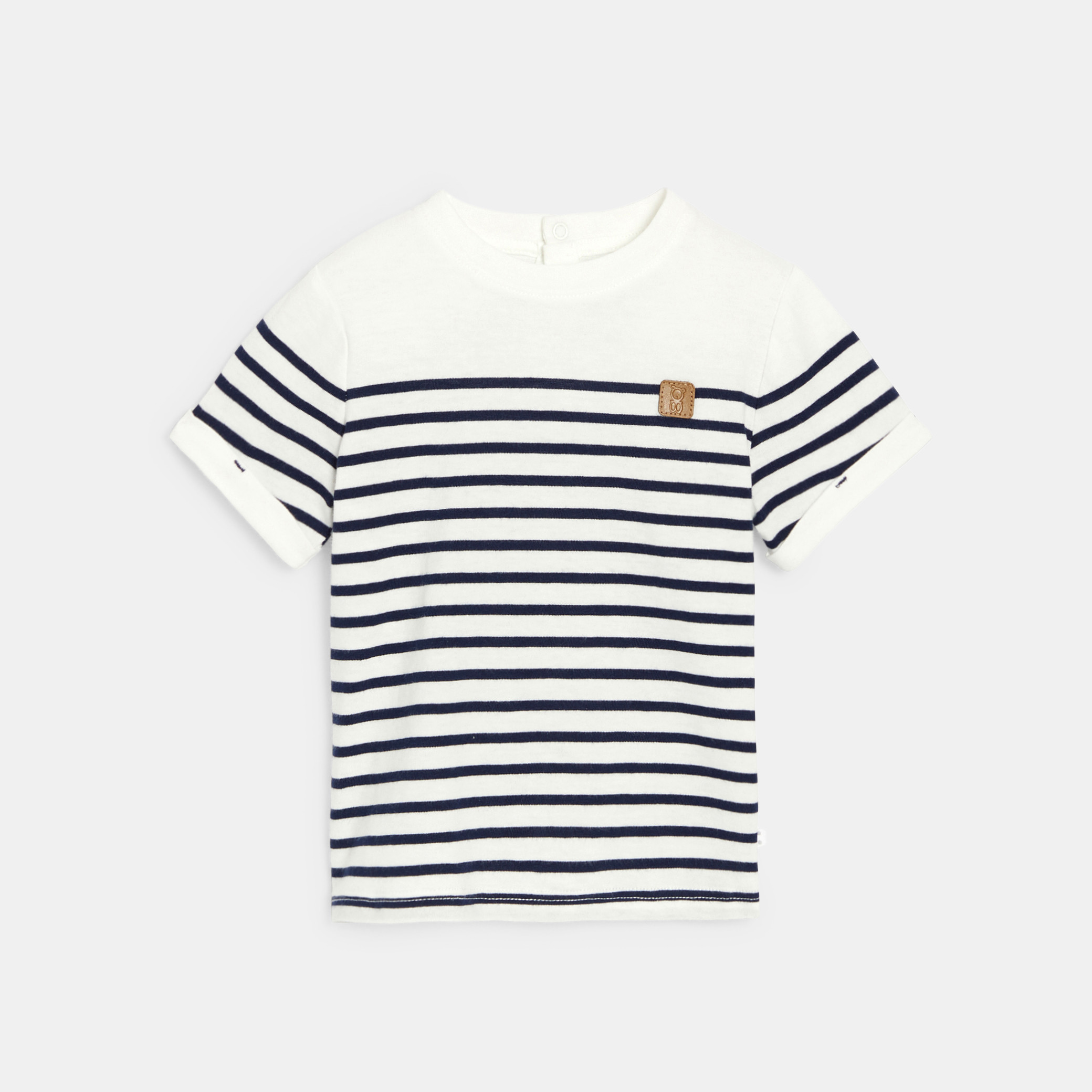 T-shirt rayé marinière bleu marine bébé garçon - Rayures bleu