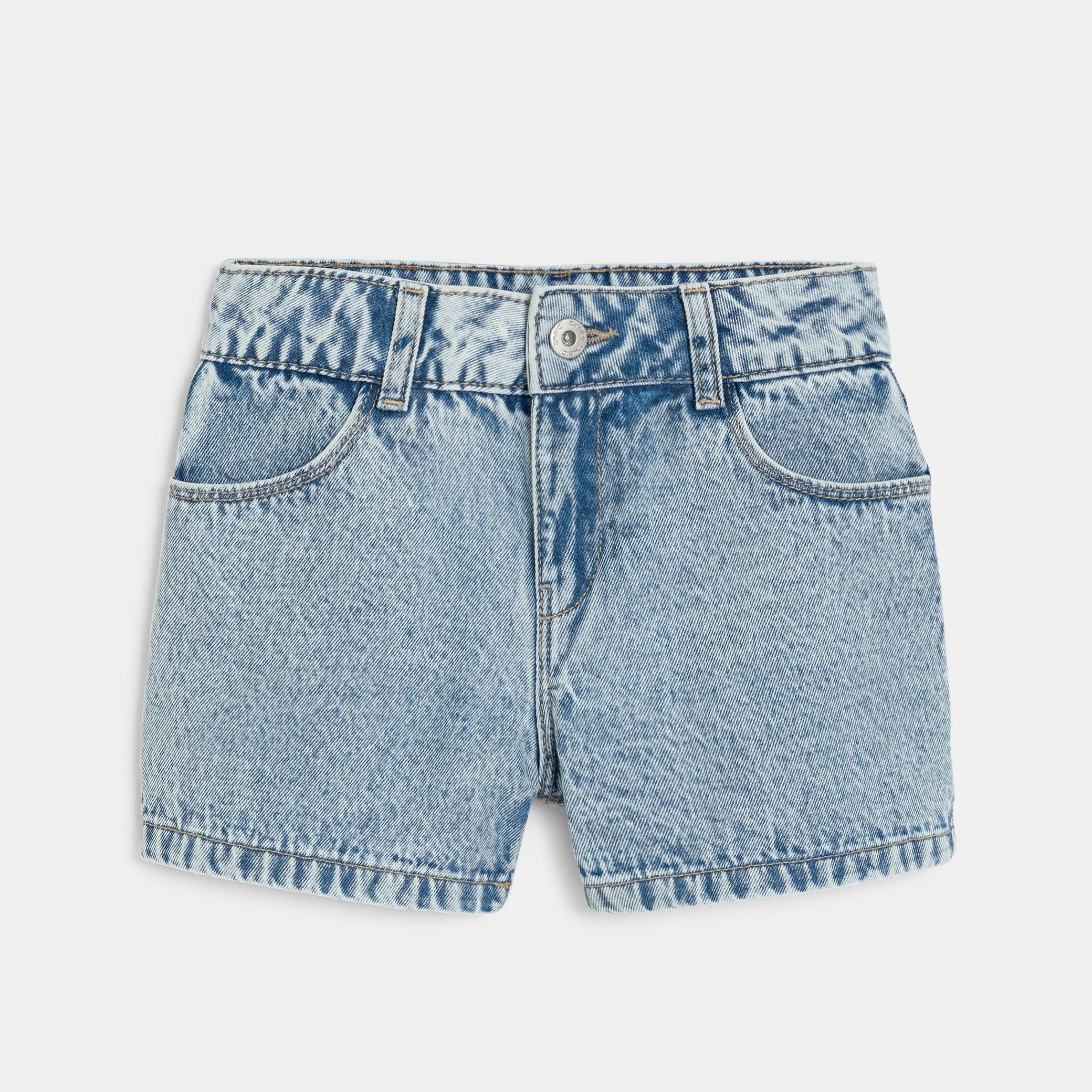 Short en jean bleu Fille - Denim Bleached Blue