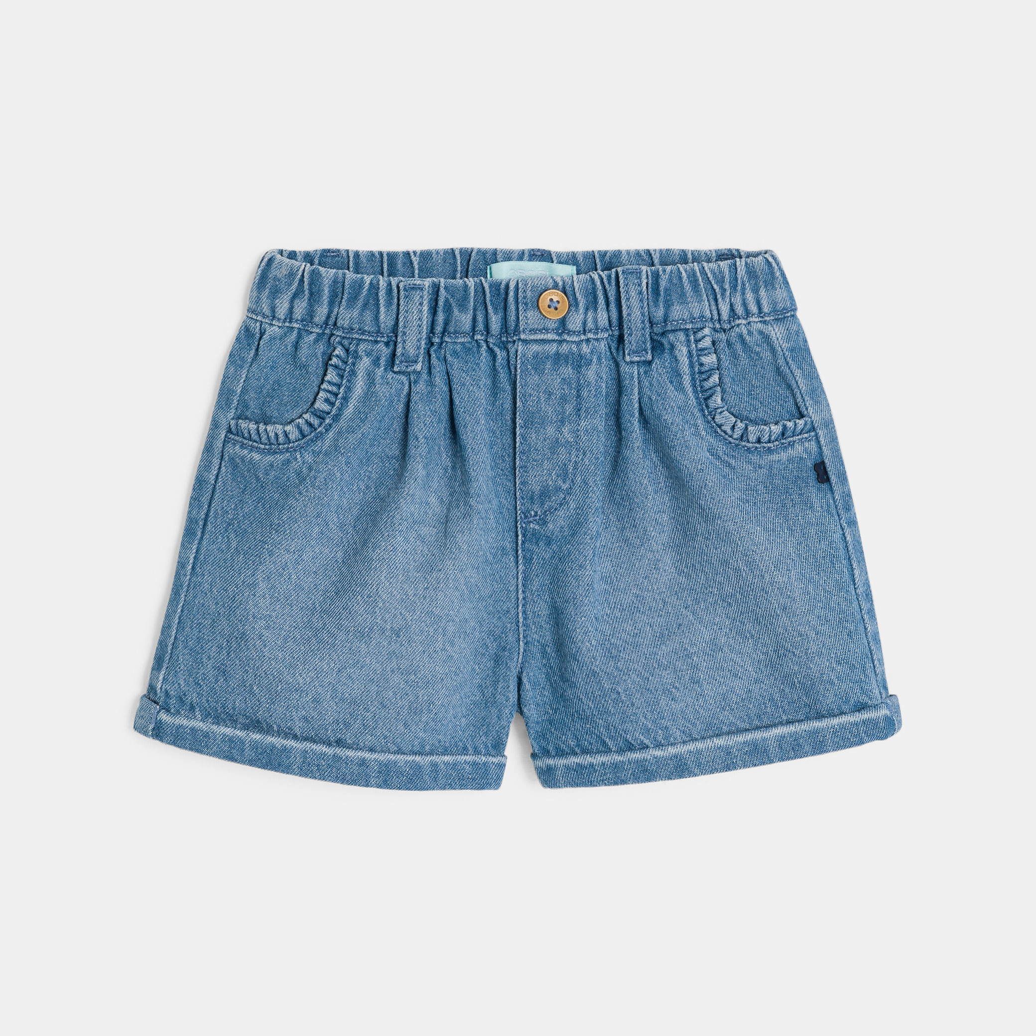 Short denim bleu foncé bébé fille - Denim bleu clair