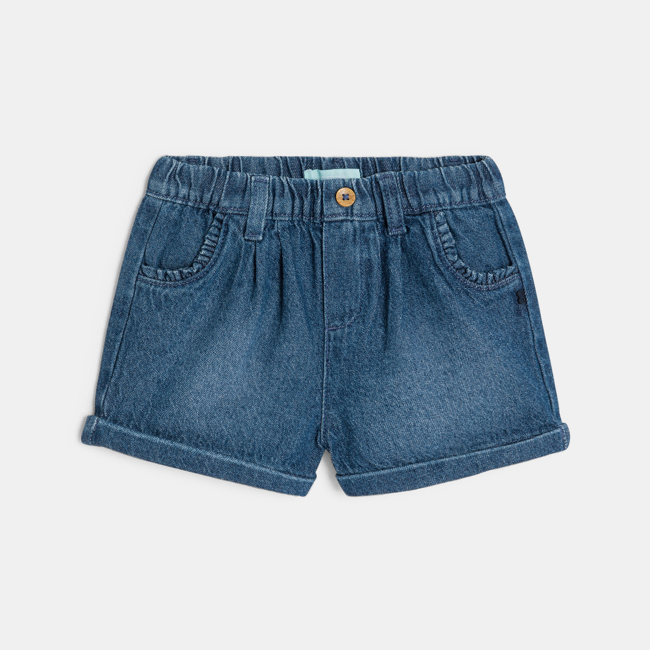 Short denim bleu foncé bébé fille - Denim bleu stone