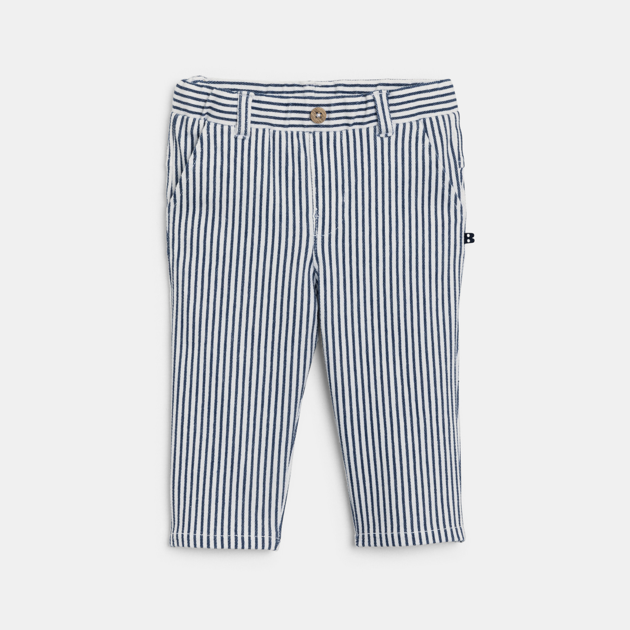 Pantalon vert à rayures garçon - Rayures bleu