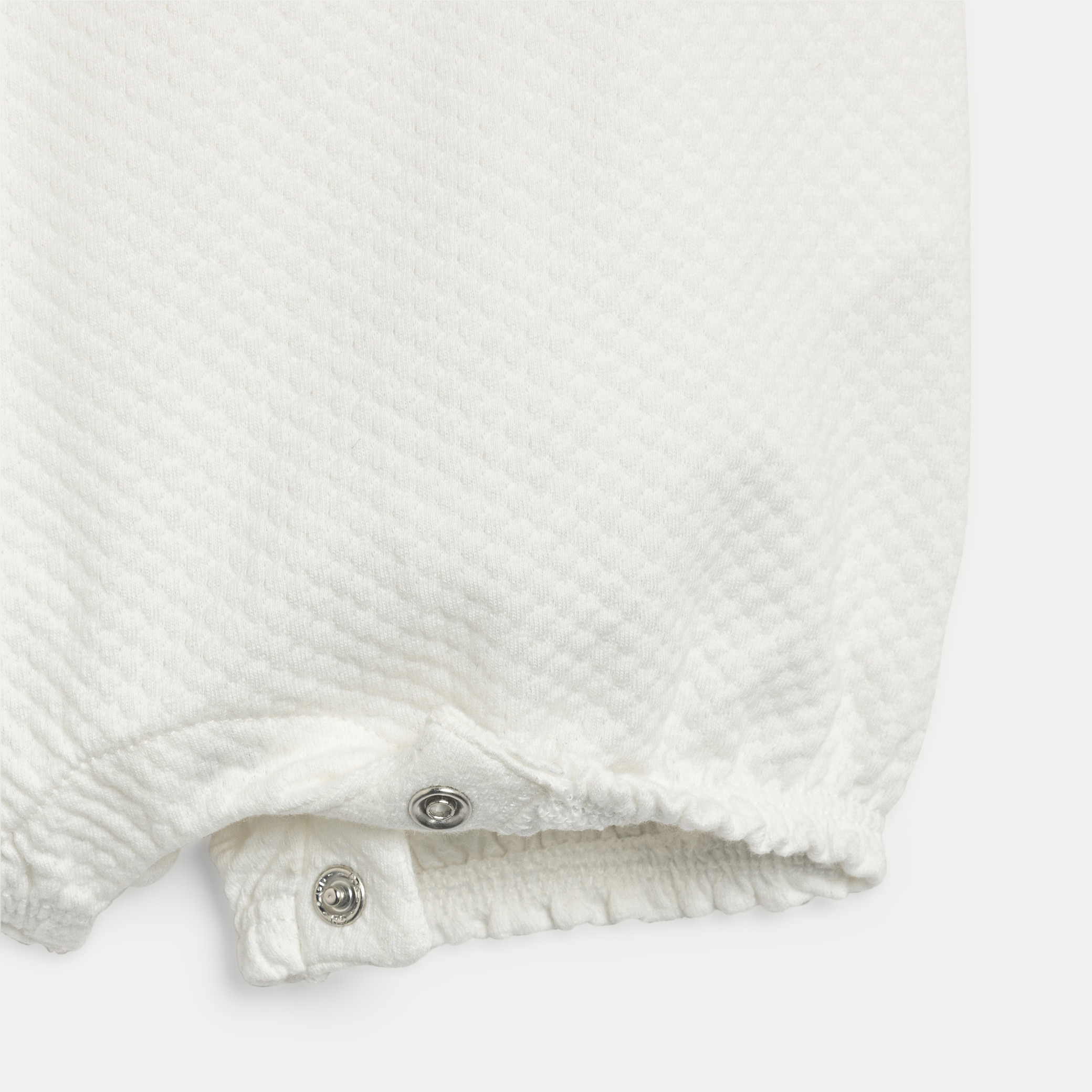 Combi courte coton fantaisie blanc naissance bébé fille - Blanc