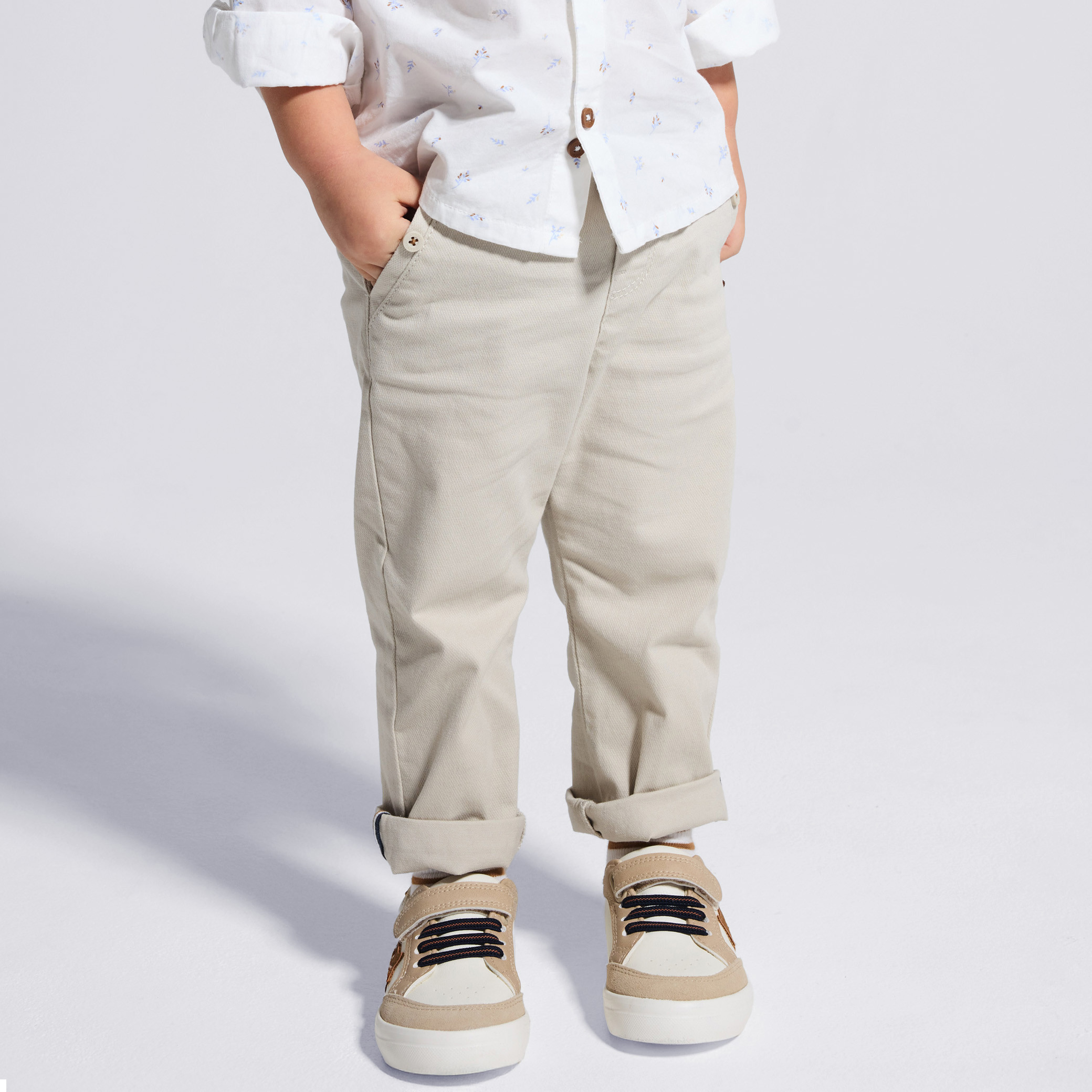 Pantalon chic coton fantaisie beige bébé garçon - Beige Tres Clair