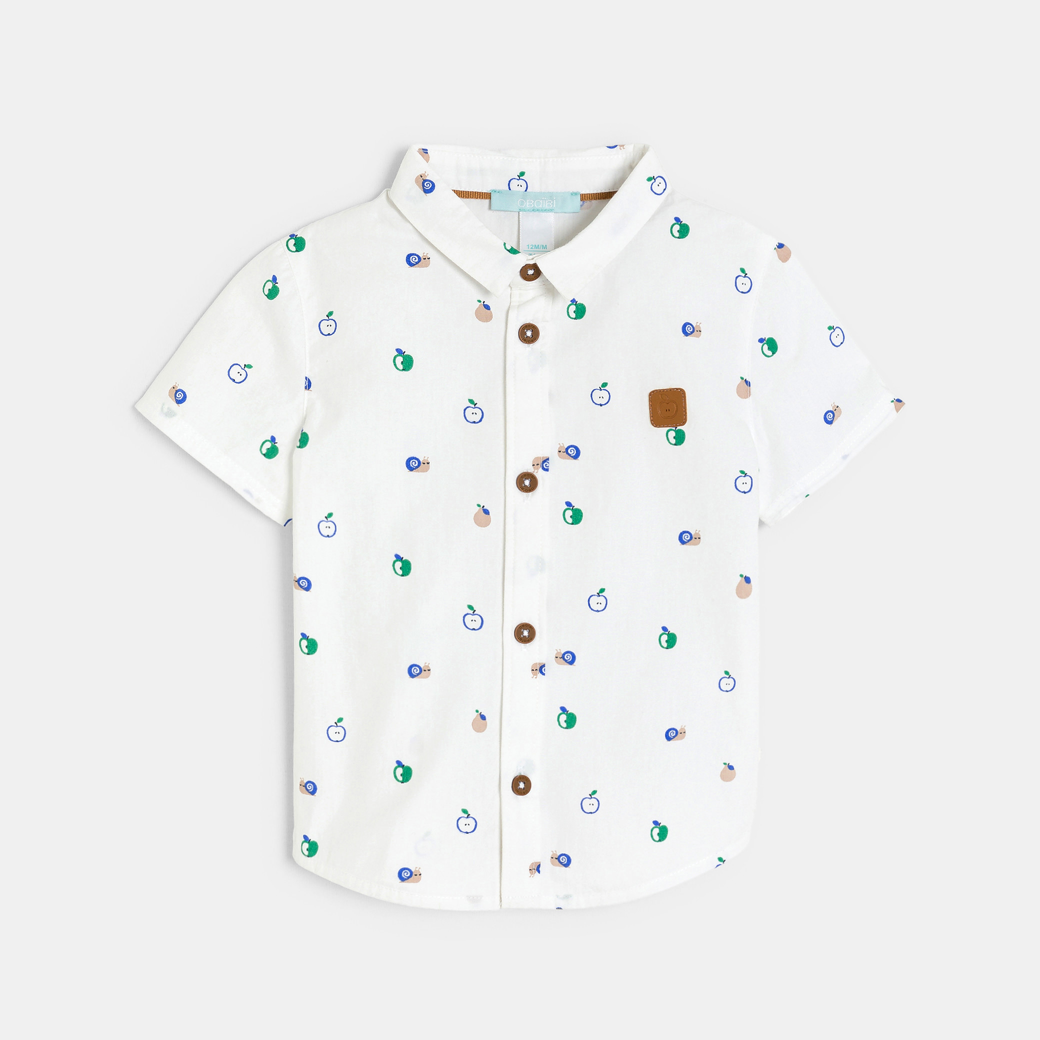 Chemise manches courtes imprimée blanc bébé garçon - Imprimé blanc