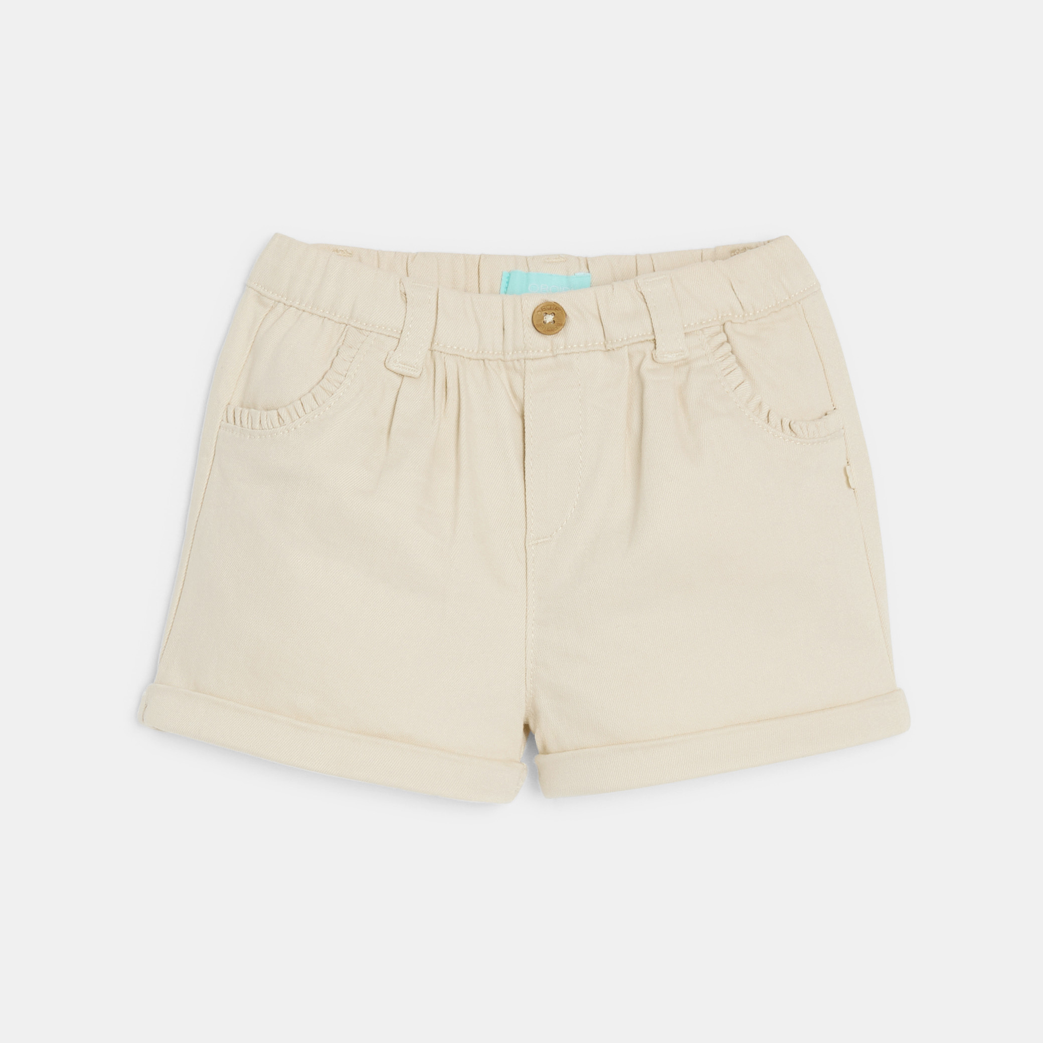 Short denim bleu foncé bébé fille - Blanc Farine