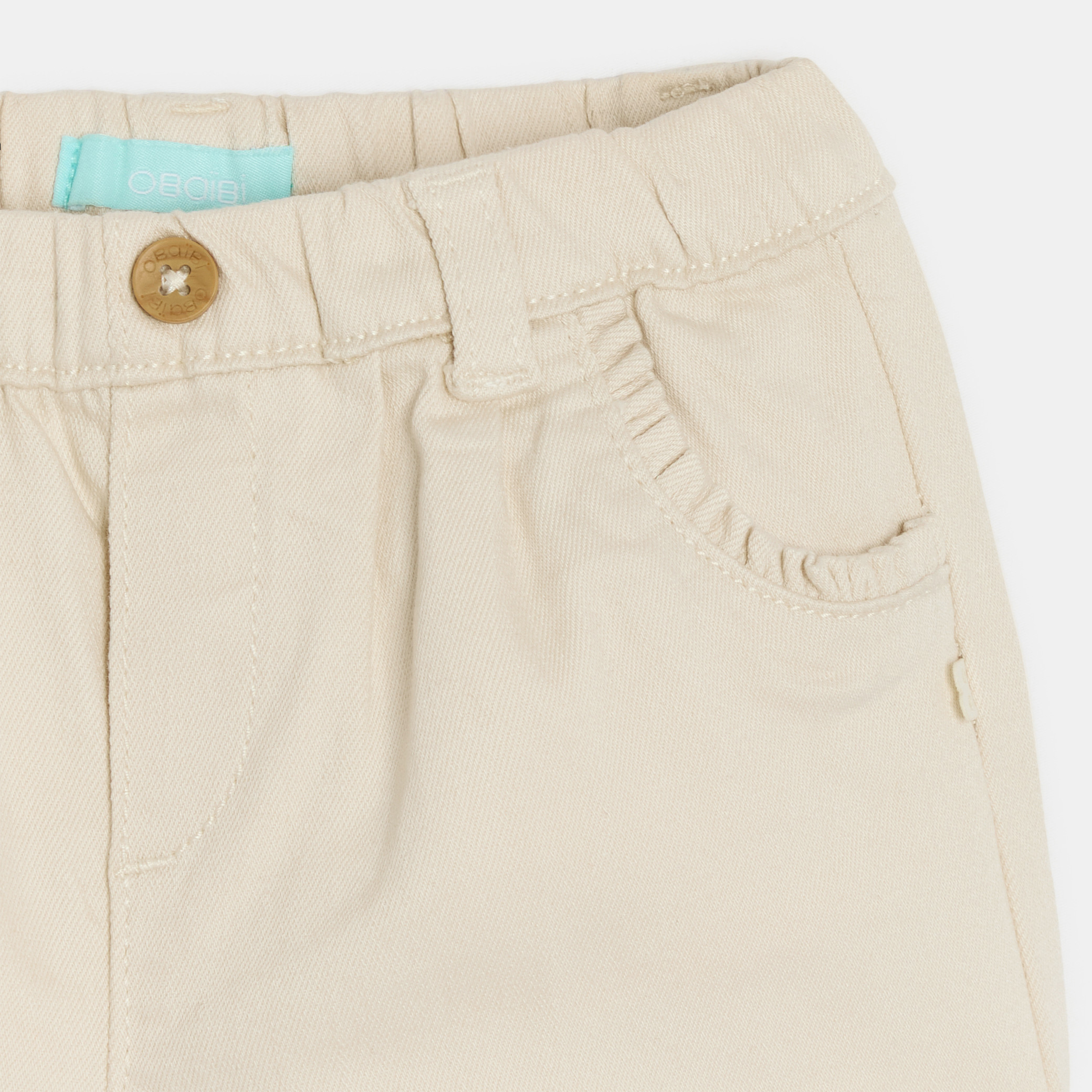 Short denim bleu foncé bébé fille - Blanc Farine