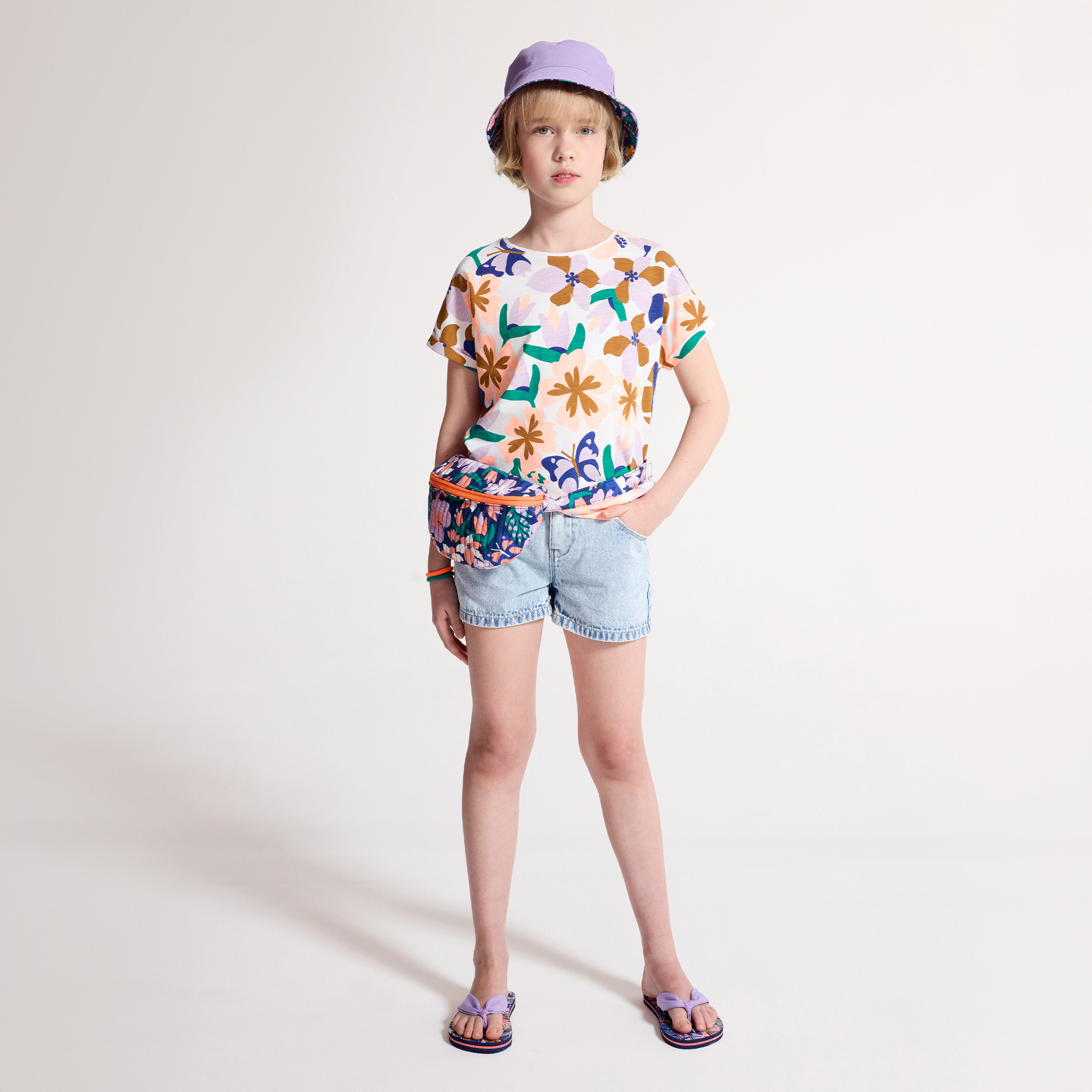 Short en jean bleu Fille - Denim Bleached Blue