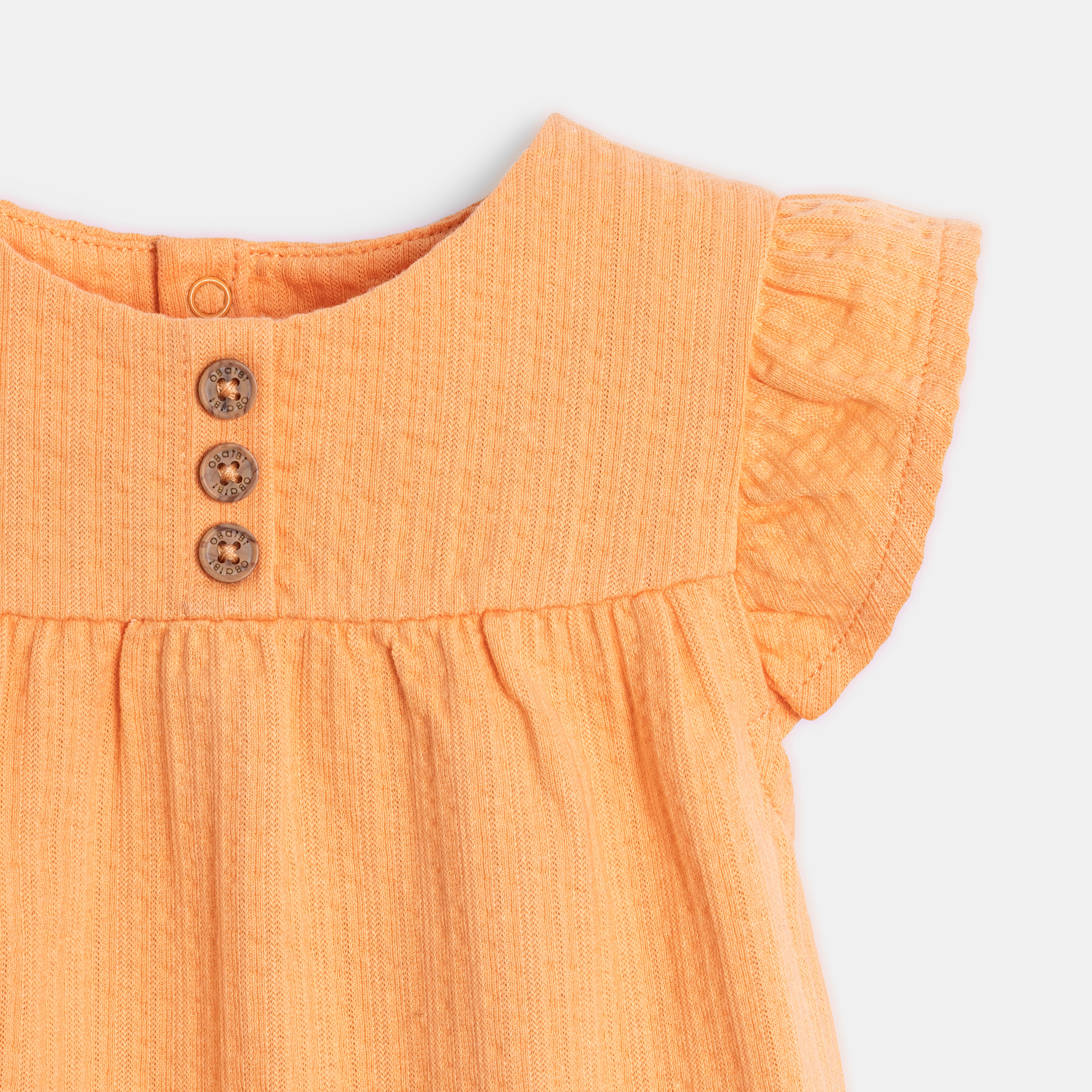 Blouse coton seersucker rose bébé fille - Orange Clair