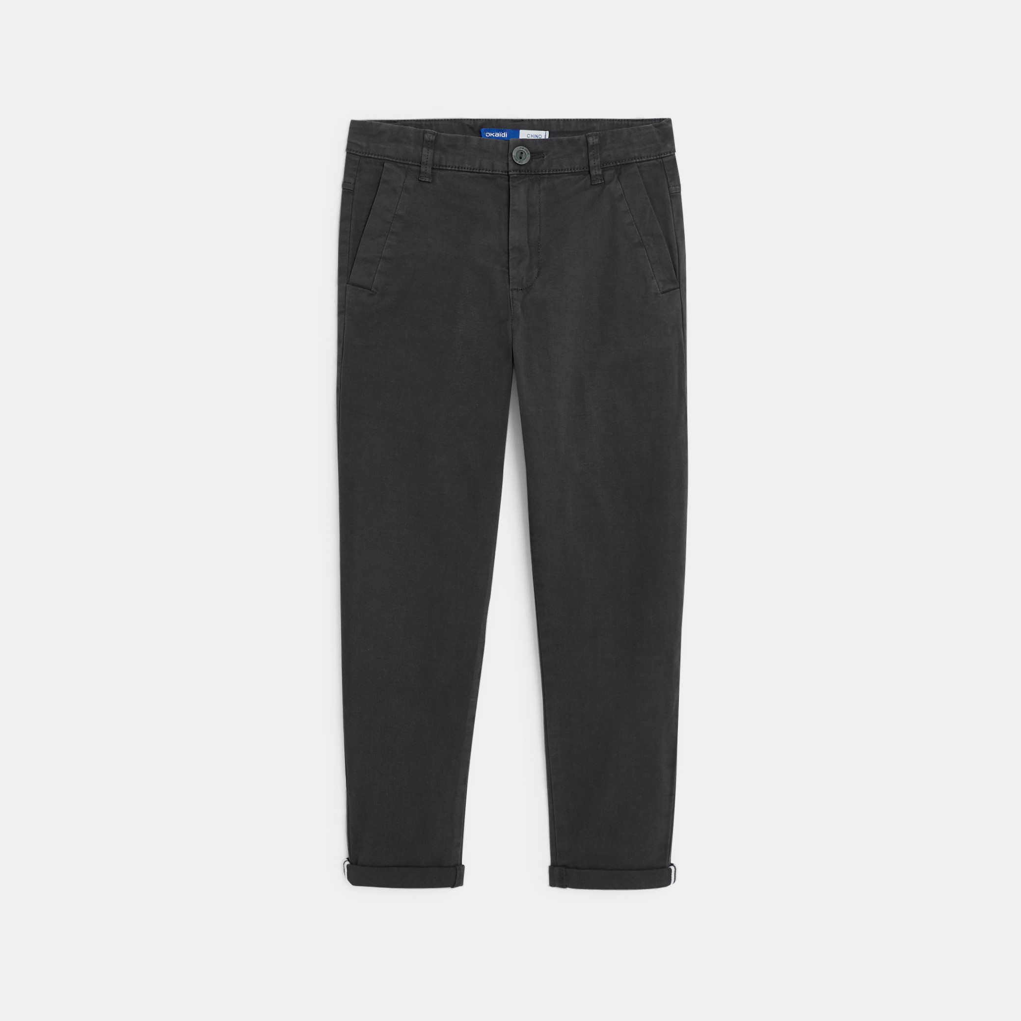 Pantalon chino uni blanc Garçon - Gris Tres Fonce