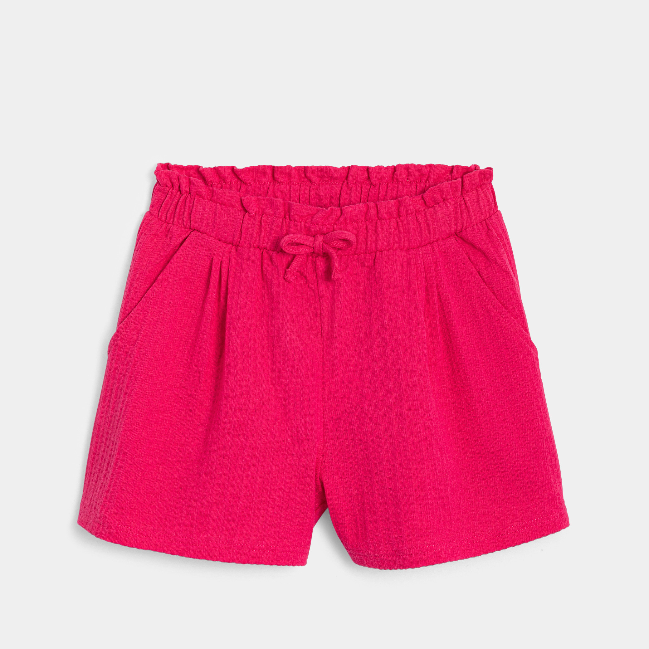 Short souple en jersey fantaisie bleu marine Fille - Fuschia Fonce