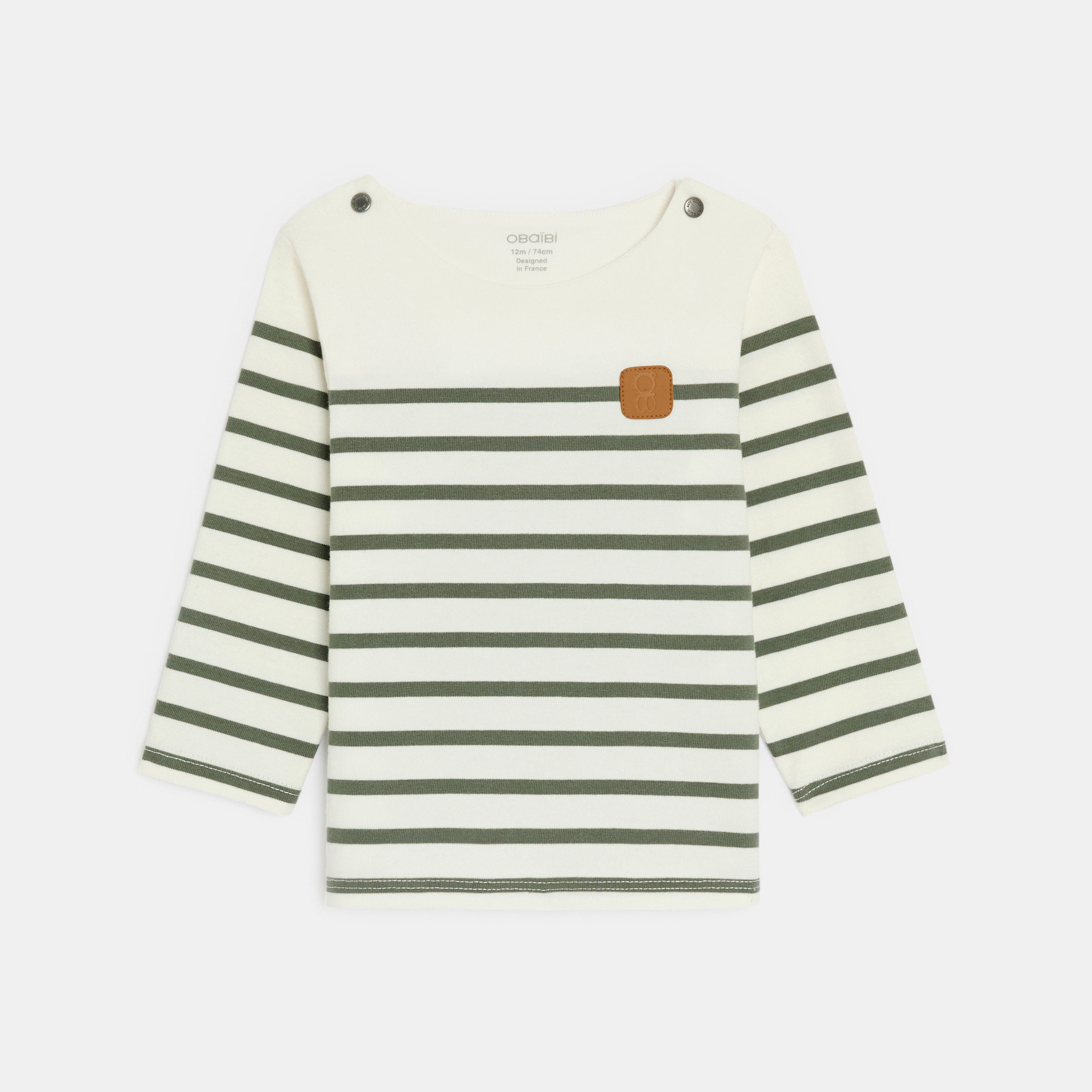 T-shirt marinière bleu bébé garçon - Rayures vert