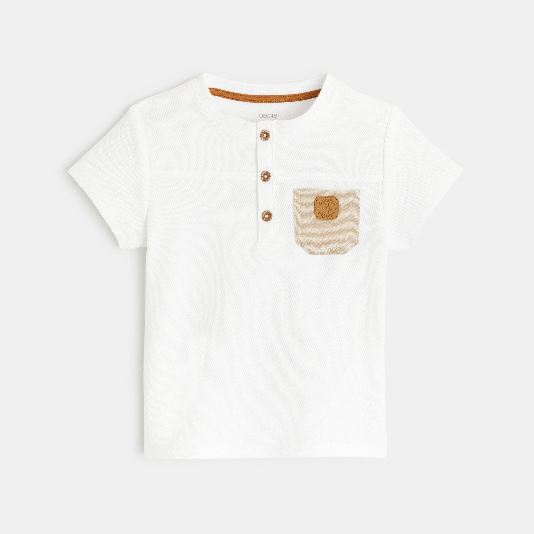 Polo tunisien maille piquée à poche blanc bébé garçon - Blanc