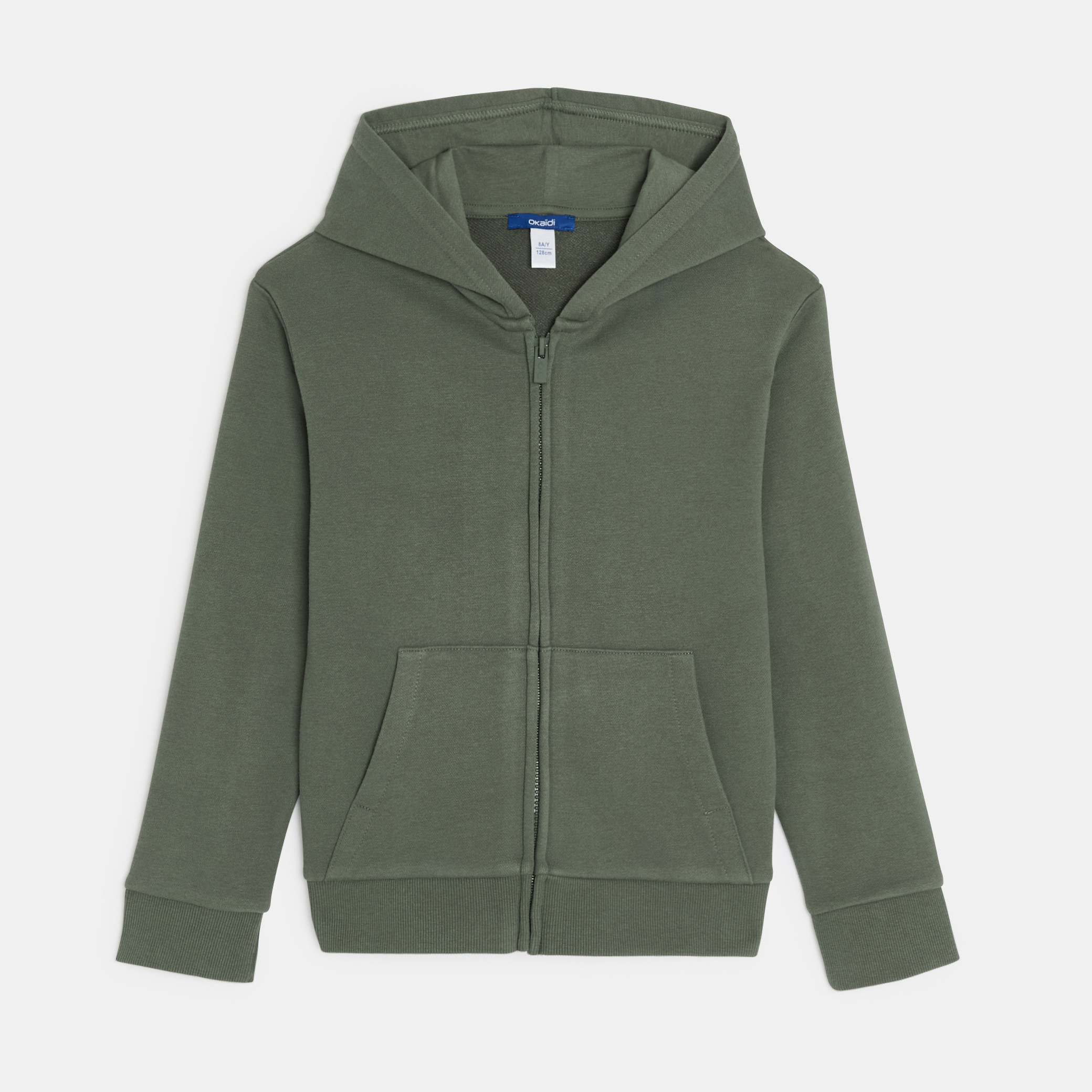 Sweat zippé à capuche vert - Vert savane