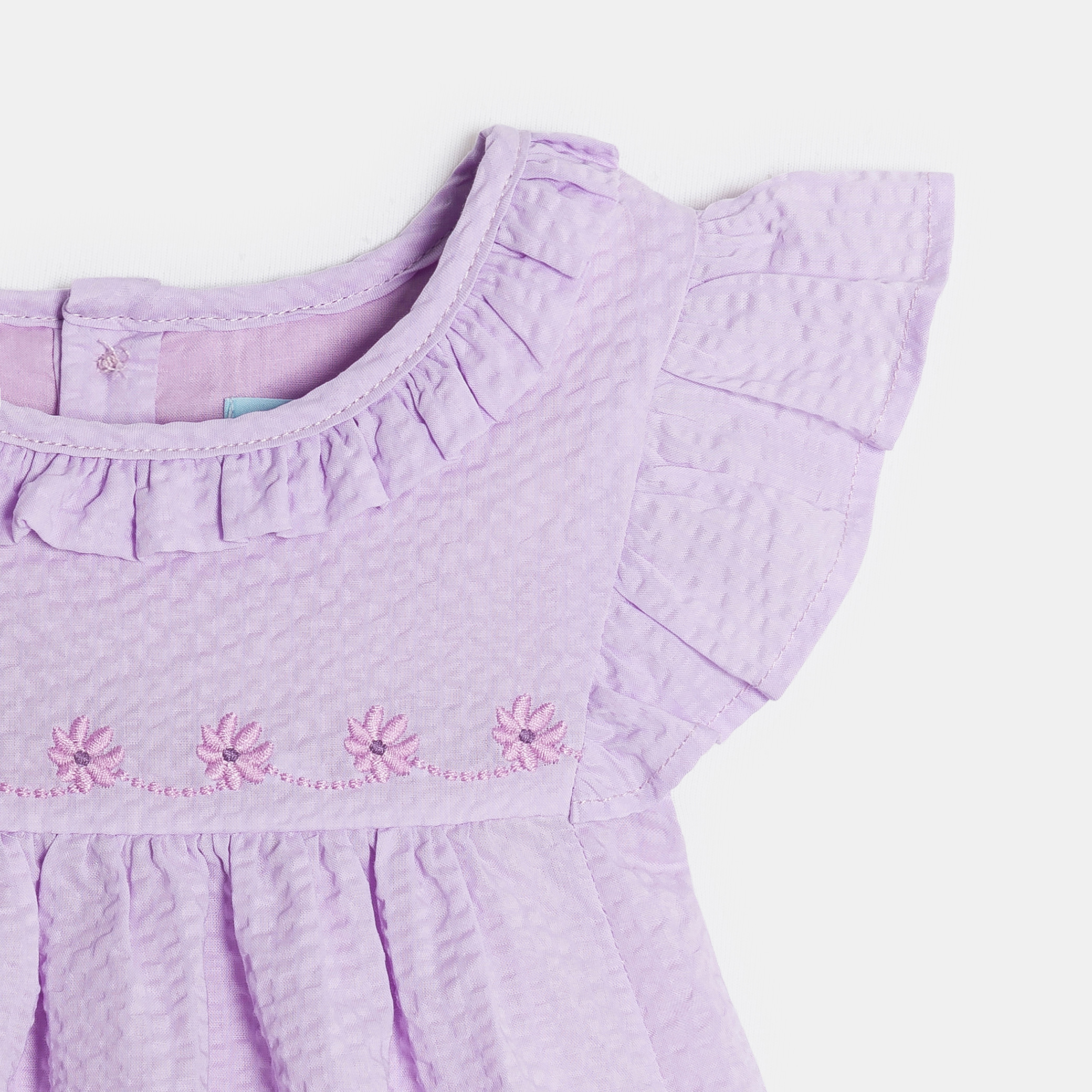 Robe de cérémonie à volants blanc bébé fille - Violet Clair