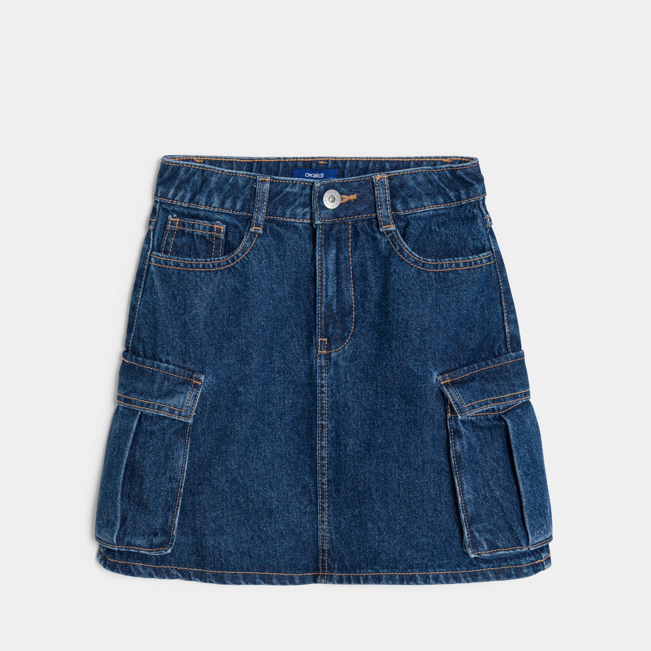 Jupe cargo jeans fille bleu - Denim Dark Blue