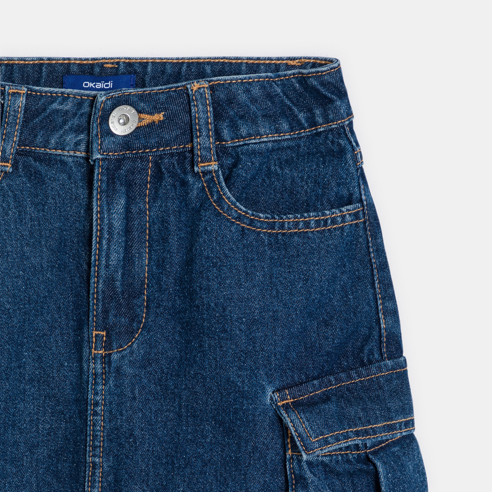Jupe cargo jeans fille bleu - Denim Dark Blue