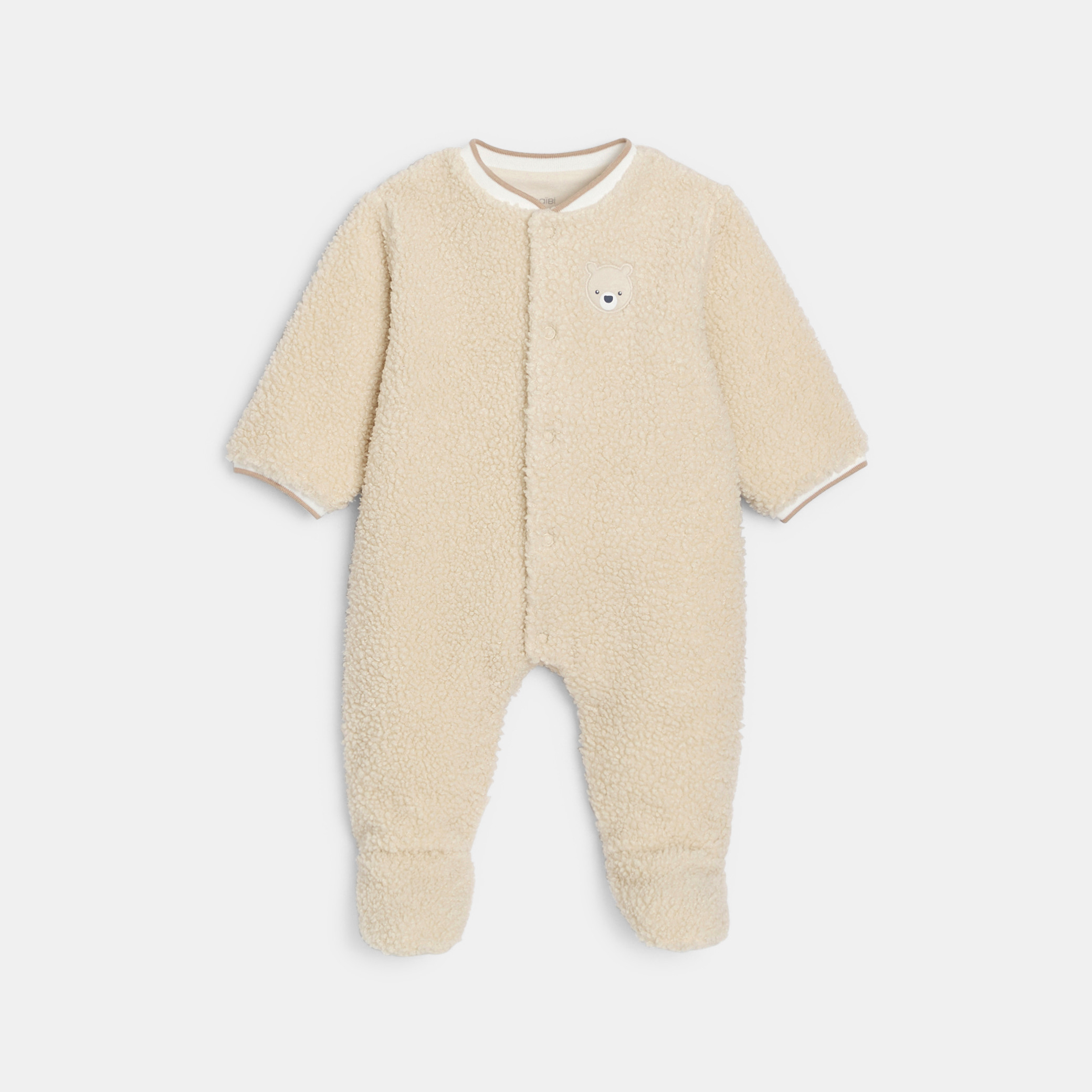 Surpyjama en sherpa beige bébé garçon naissance - Taupe