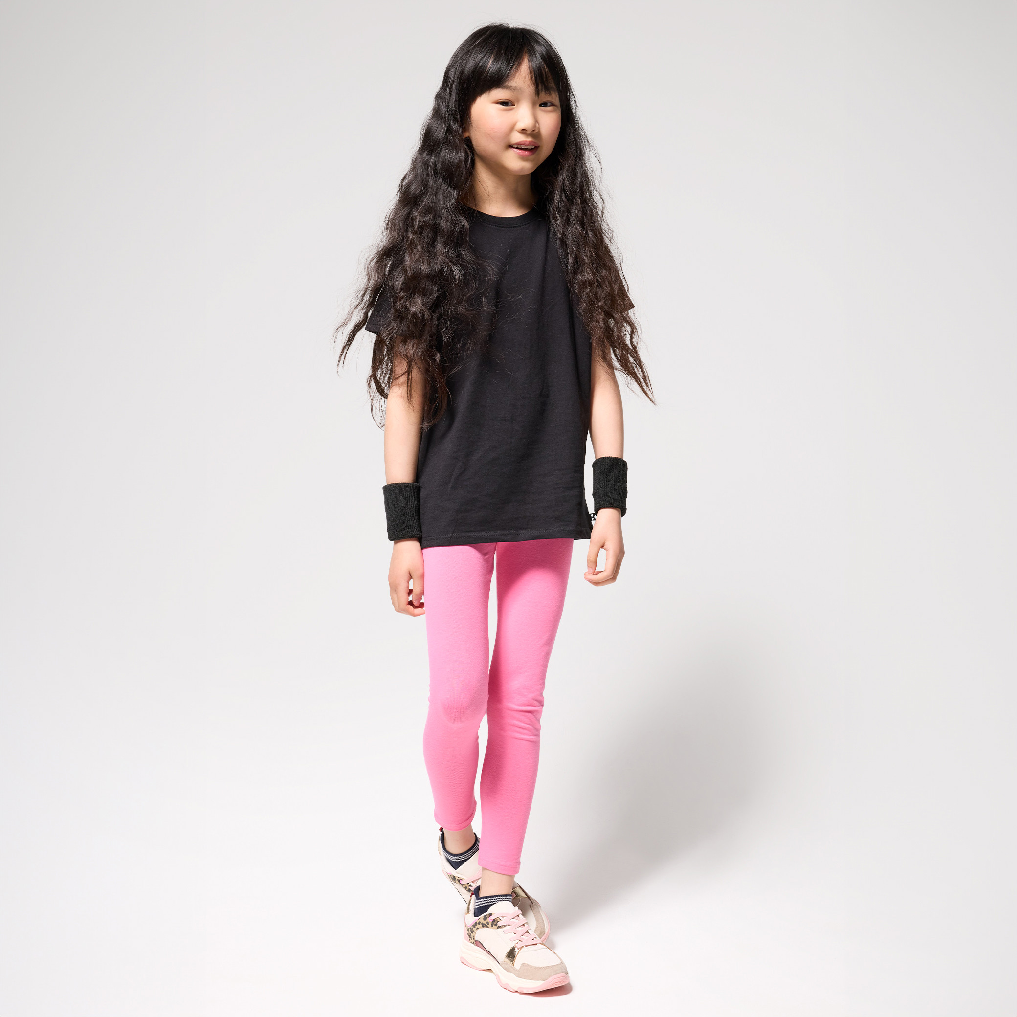 T-shirt basique uni blanc Fille - Noir