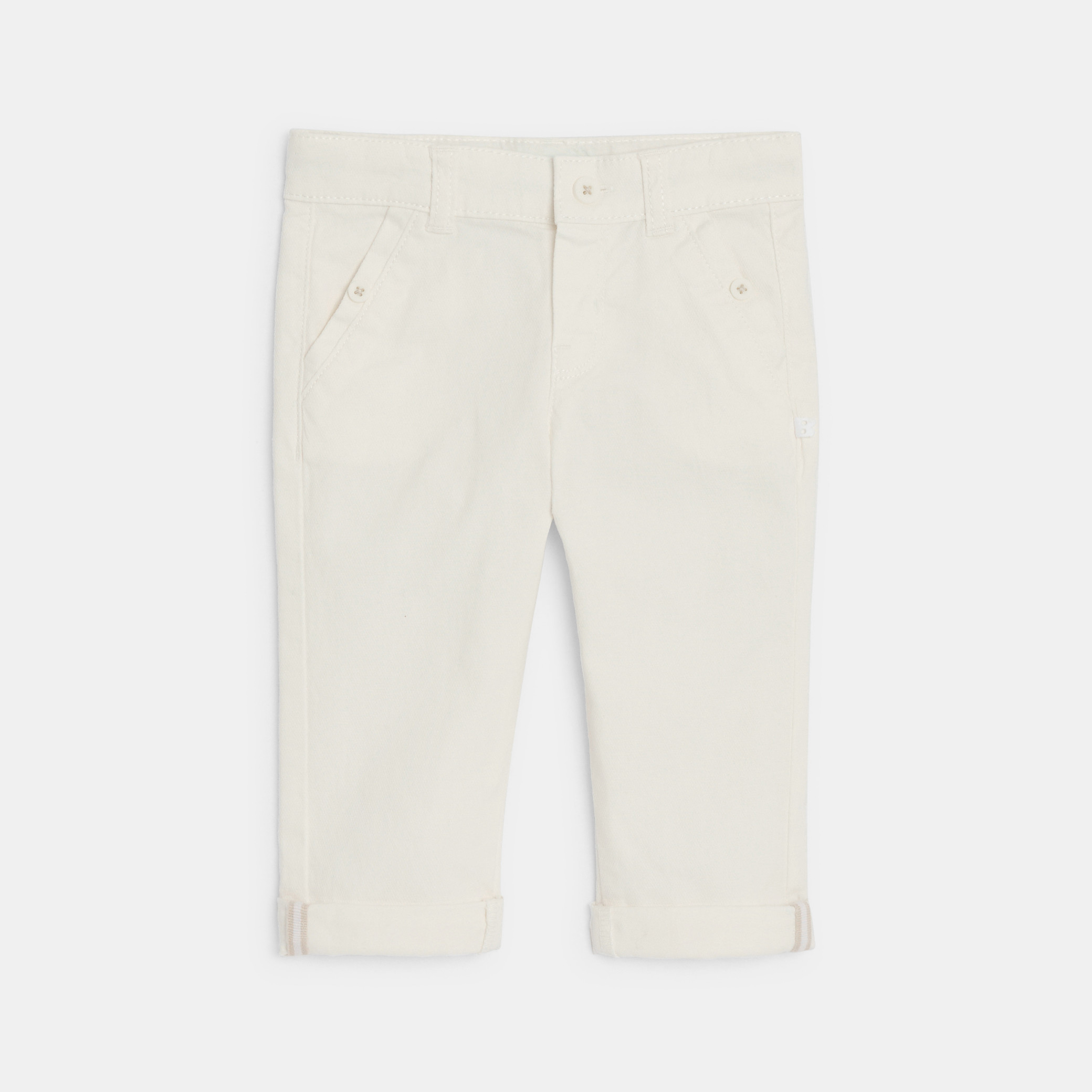 Pantalon chic coton fantaisie beige bébé garçon - Blanc