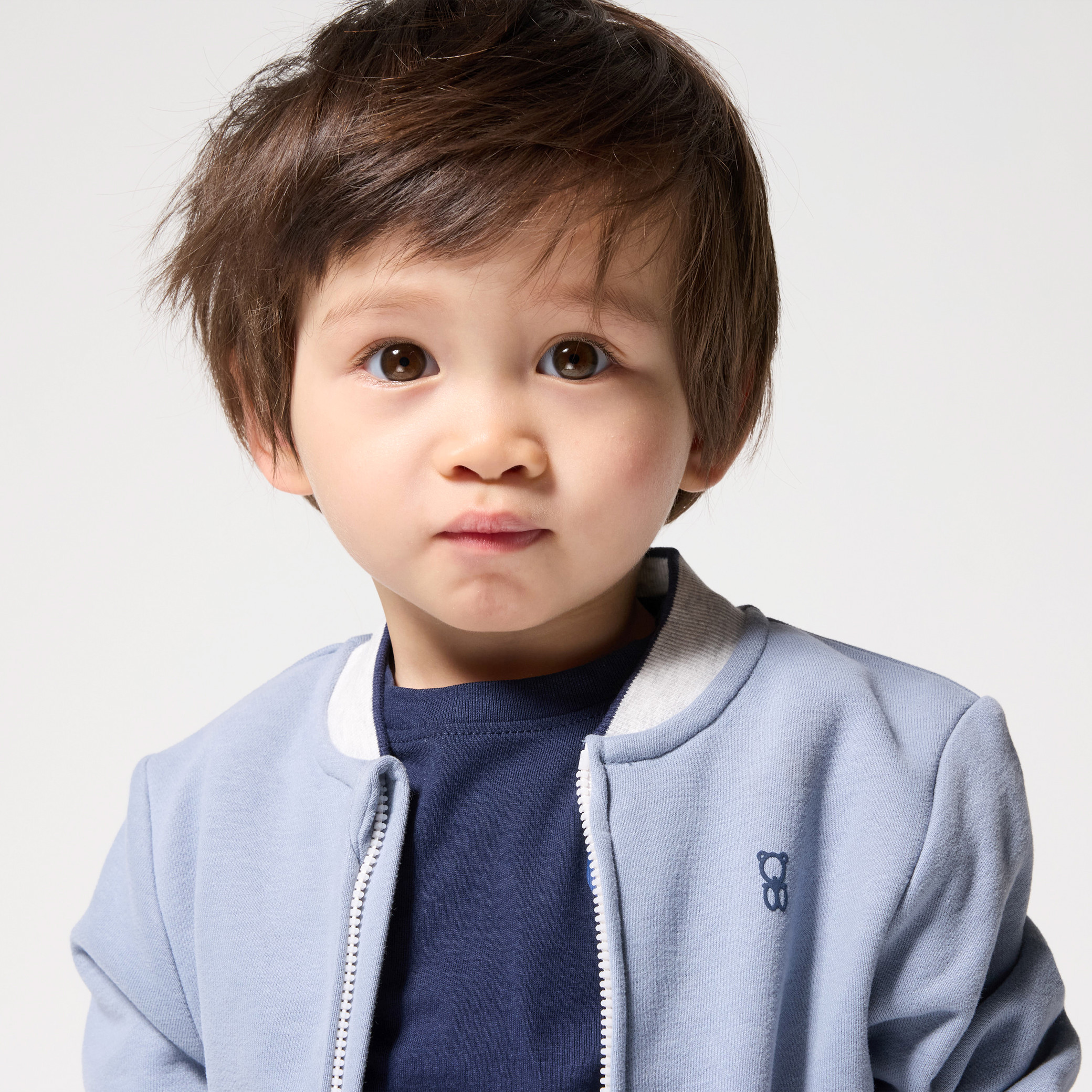 Teddy zippé en molleton doux bleu bébé garçon - Bleu horizon