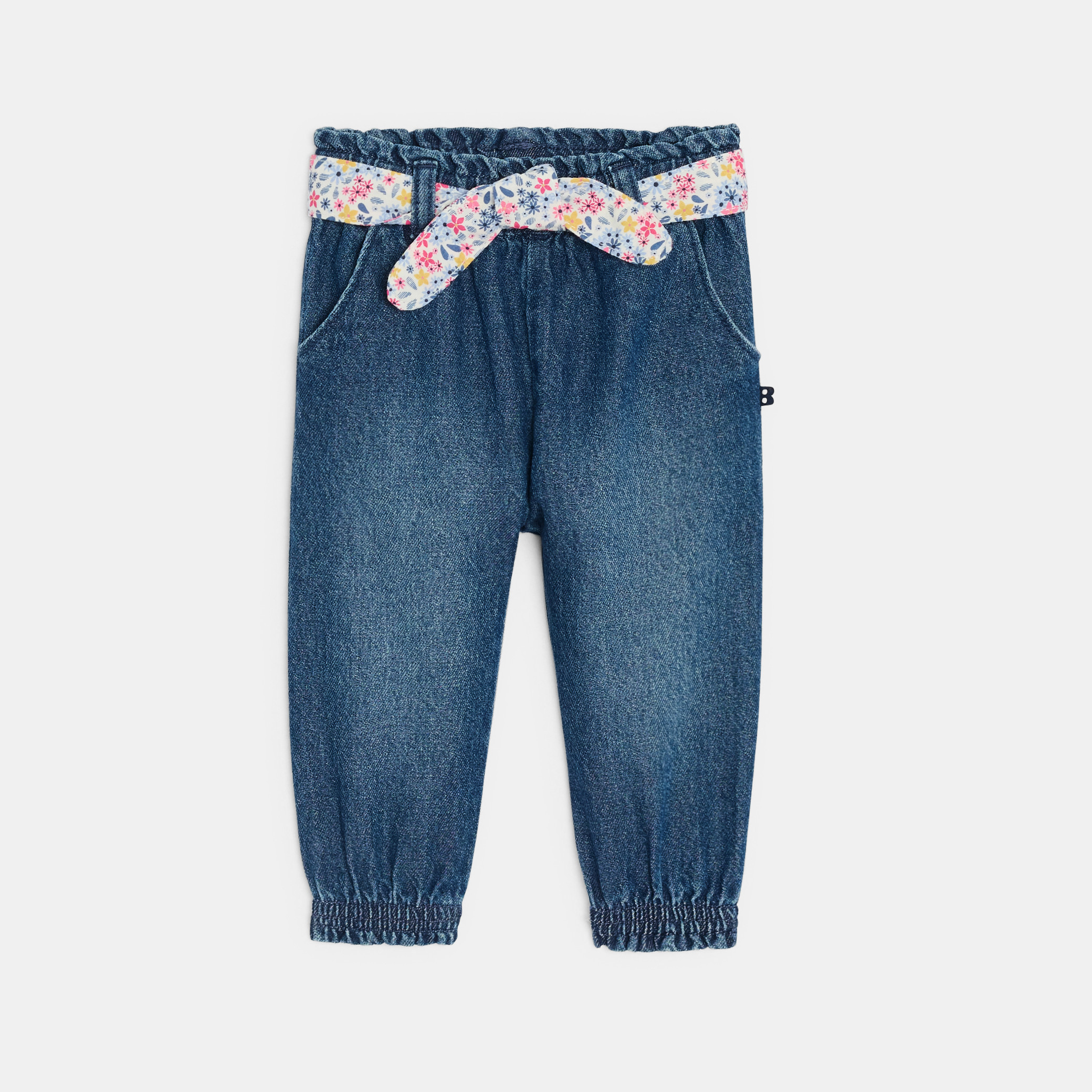 Pantalon marron ceinturé Fille - Denim bleu stone