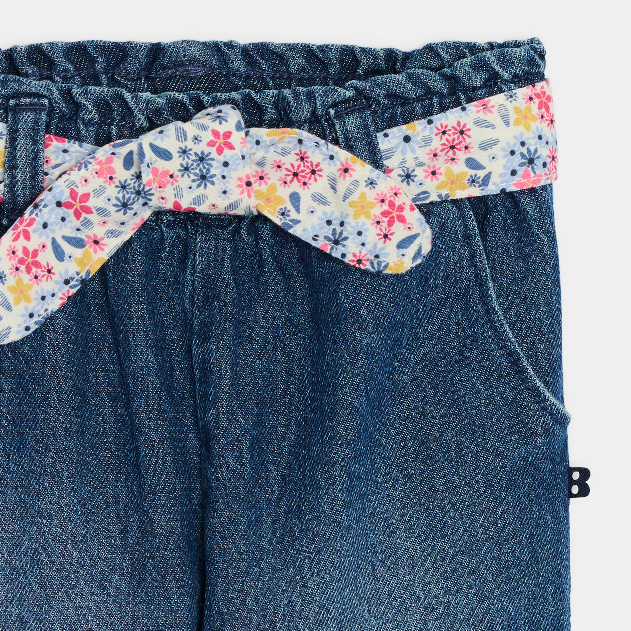 Pantalon marron ceinturé Fille - Denim bleu stone