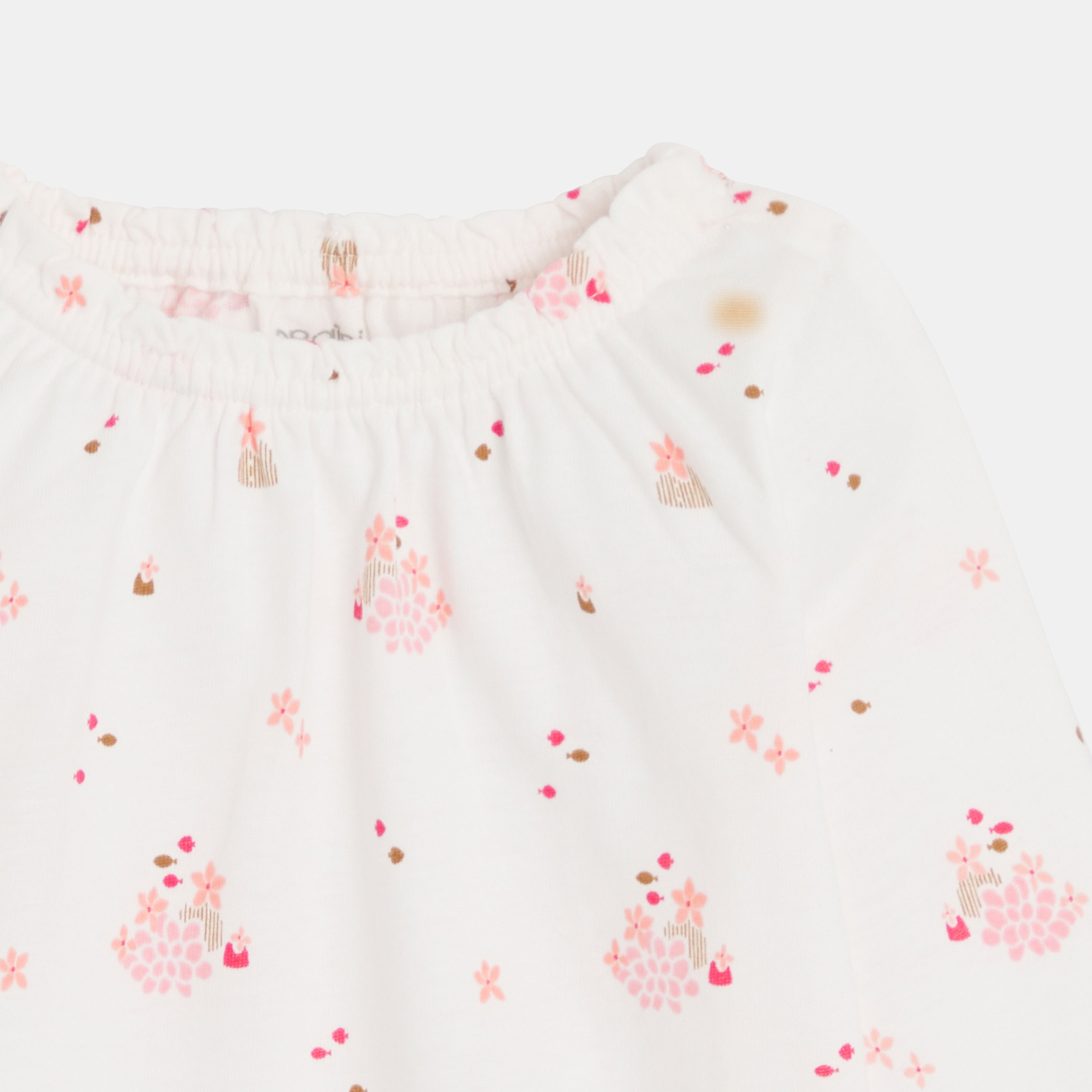 Tunique manches longues étoiles rose bébé fille - Imprimé blanc