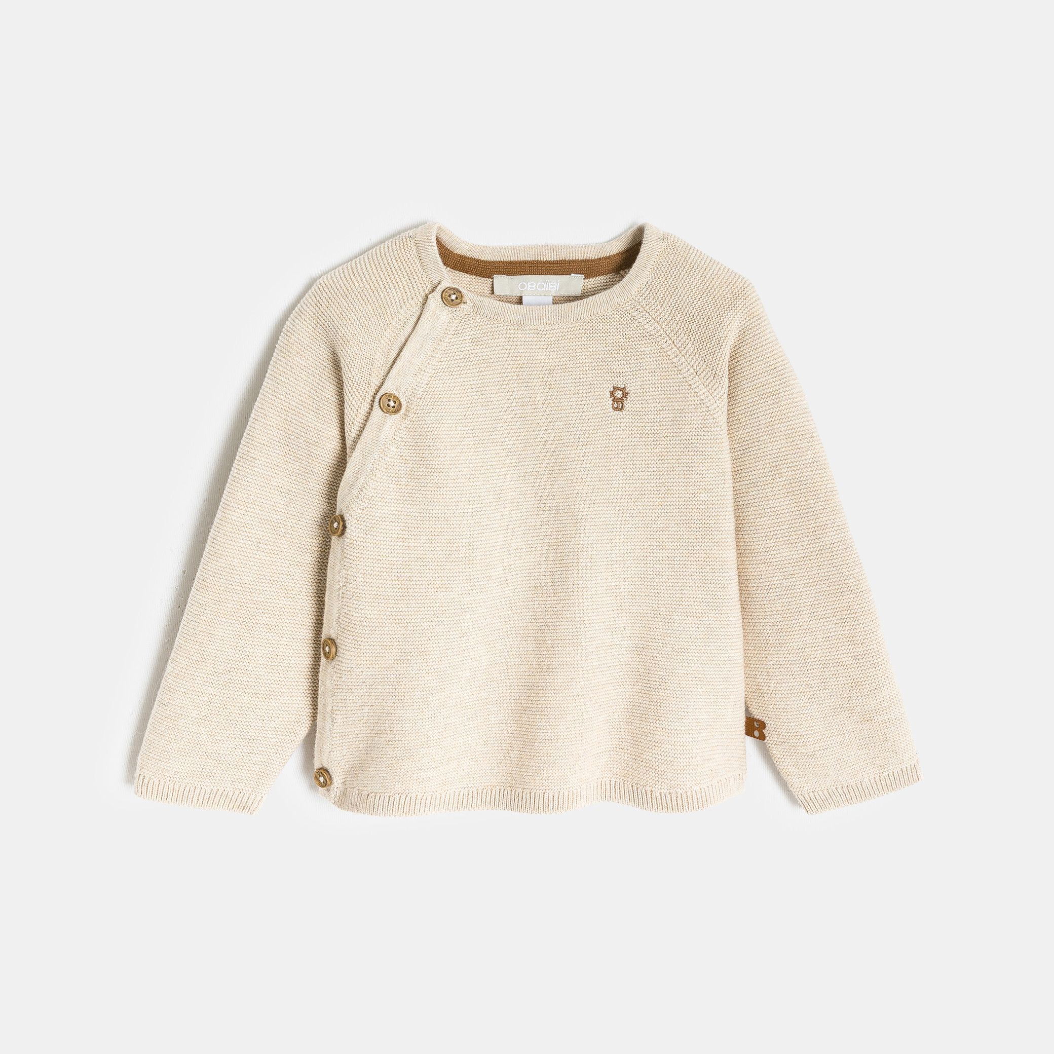 Pull brassière maille tricot blanc naissance - Ficelle
