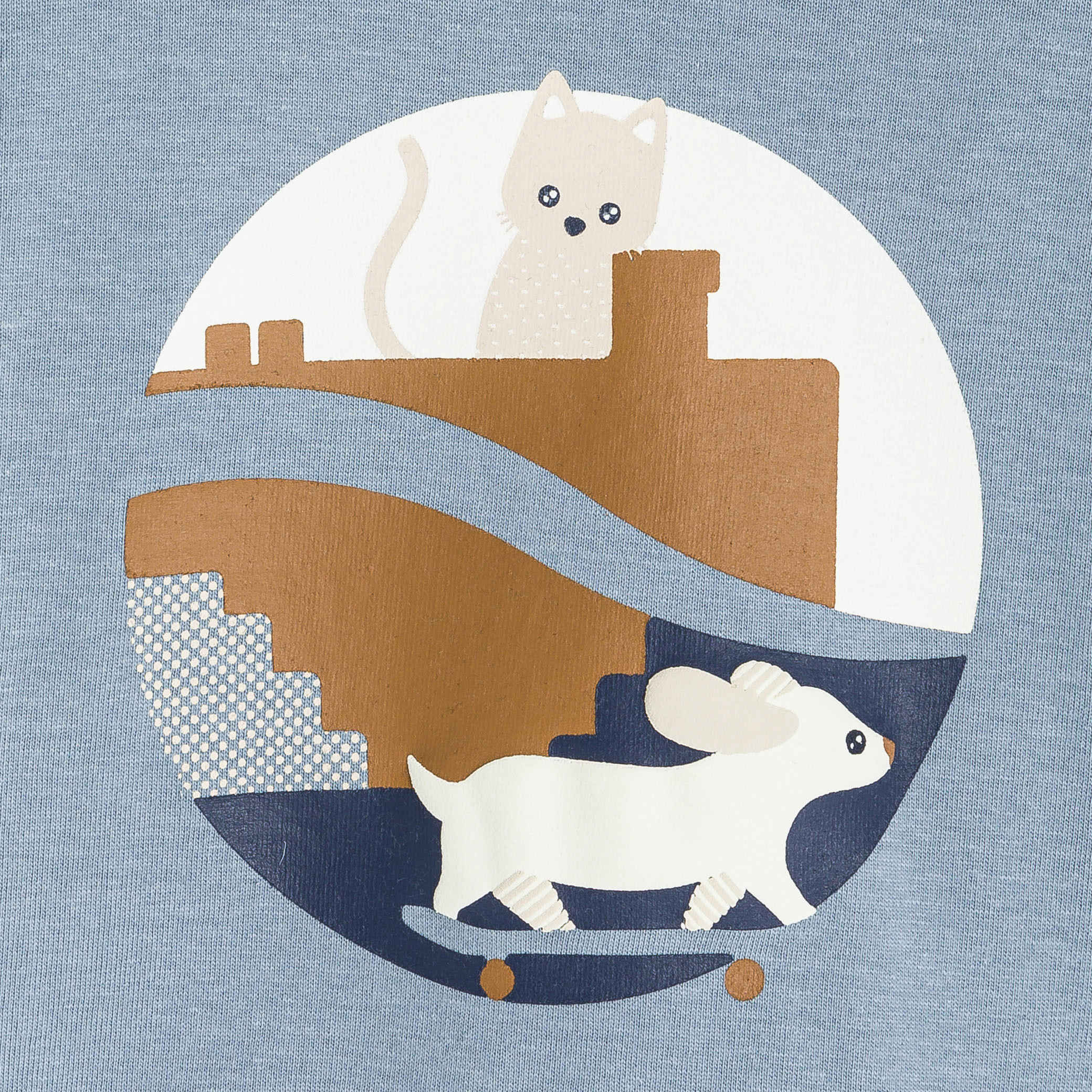 T-shirt blanc manches longues motif animal bébé garçon - Bleu horizon