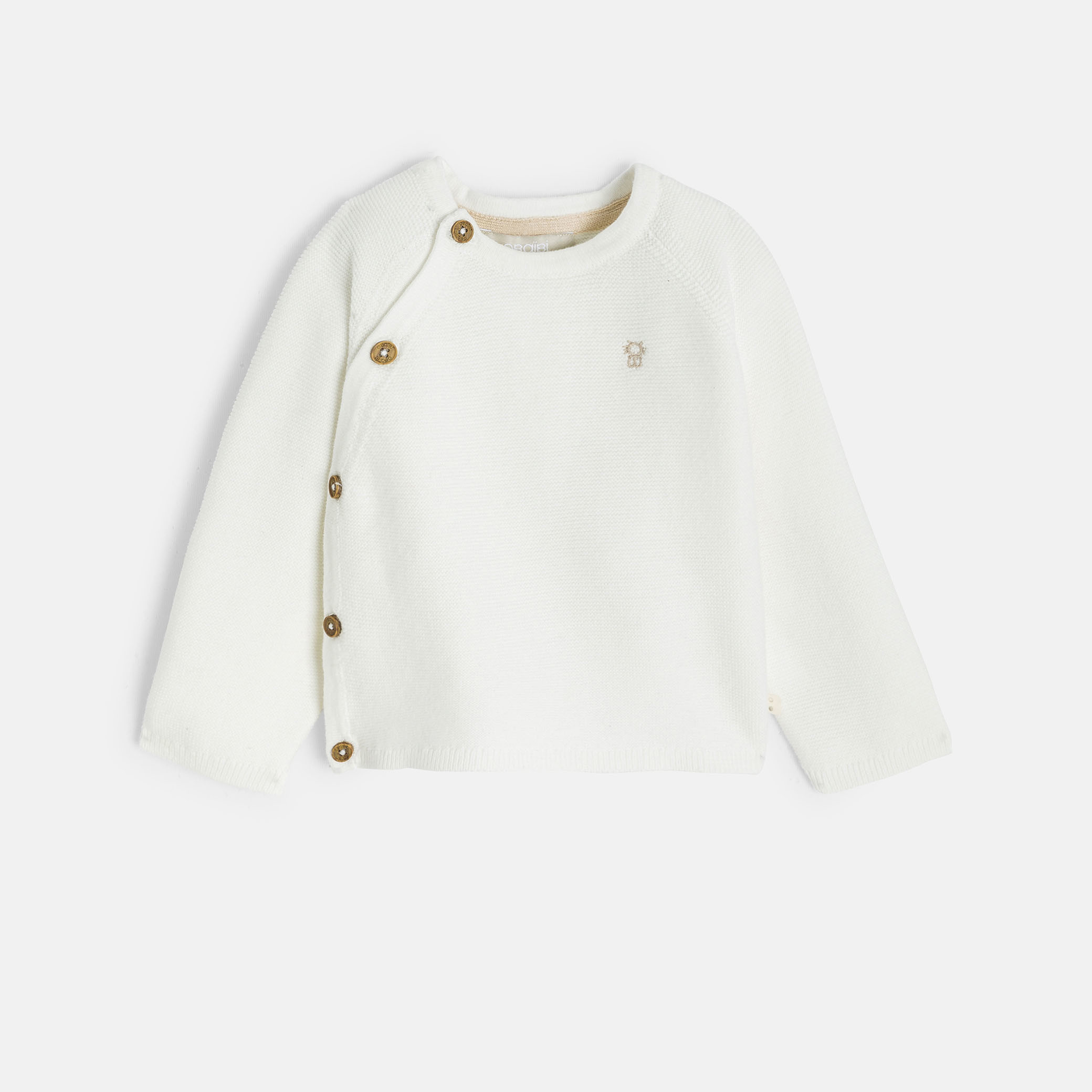 Pull brassière maille tricot blanc naissance - Blanc écru