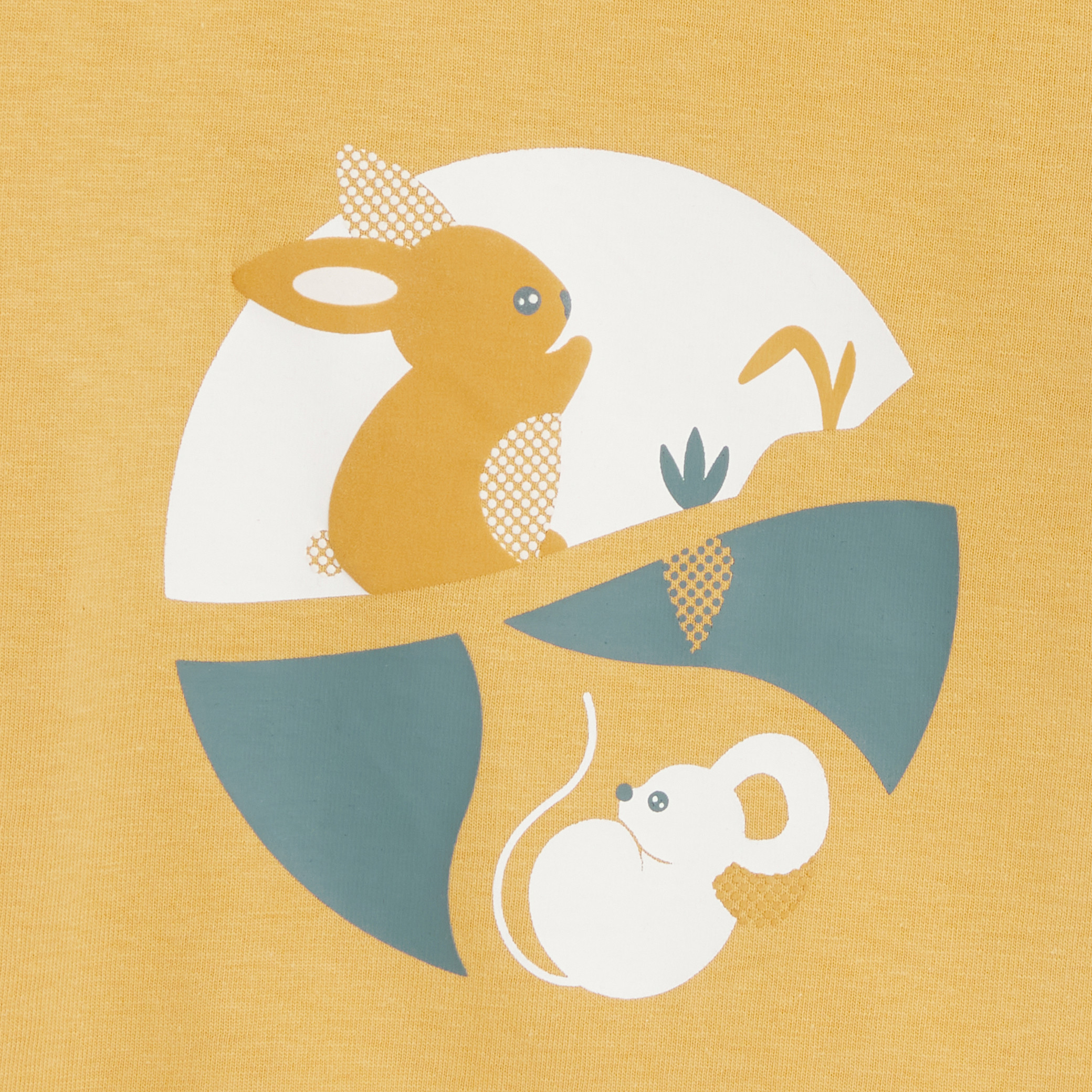 T-shirt blanc manches longues motif animal bébé garçon - Jaune Miel