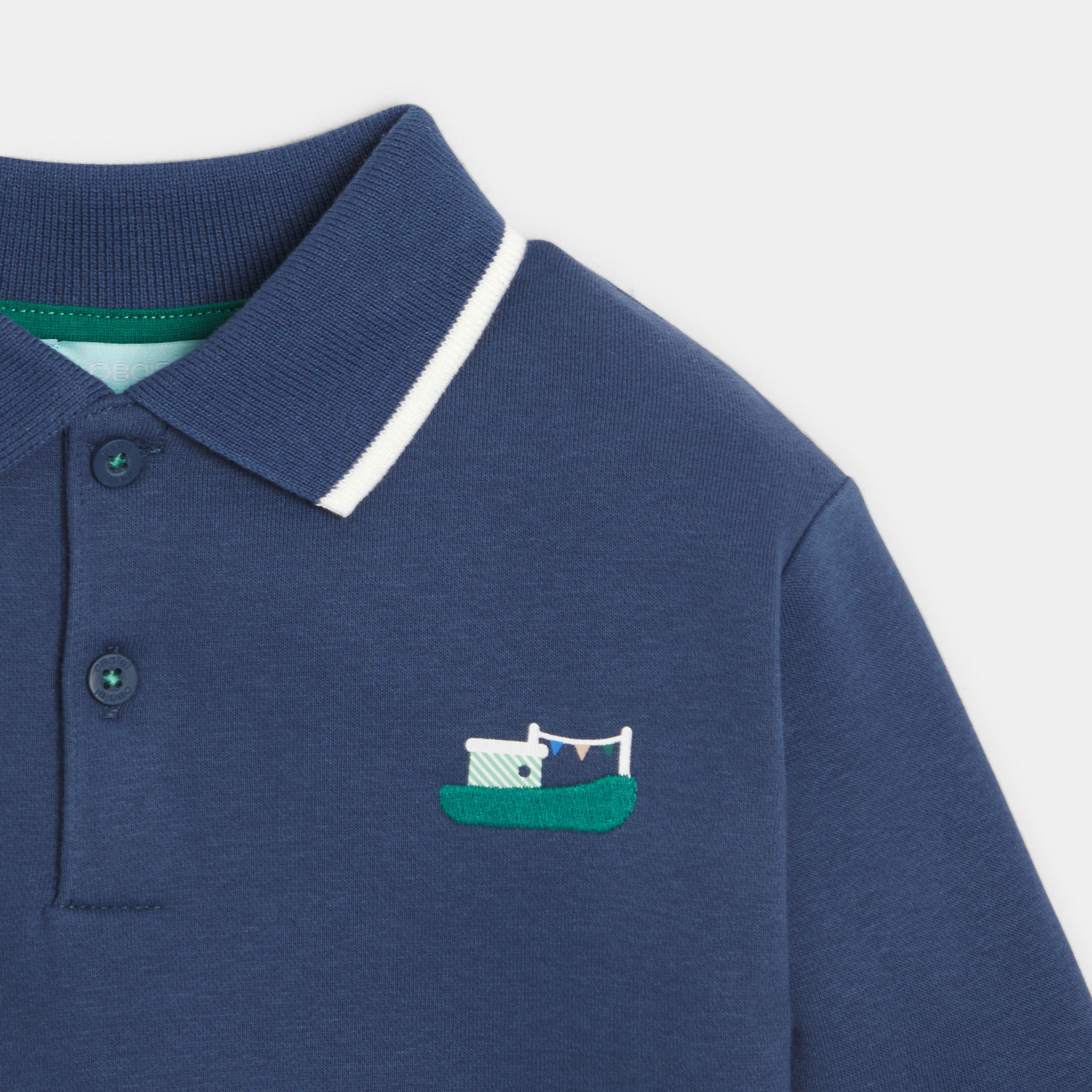 Sweat bleu à col polo bébé garçon - Bleu Encre