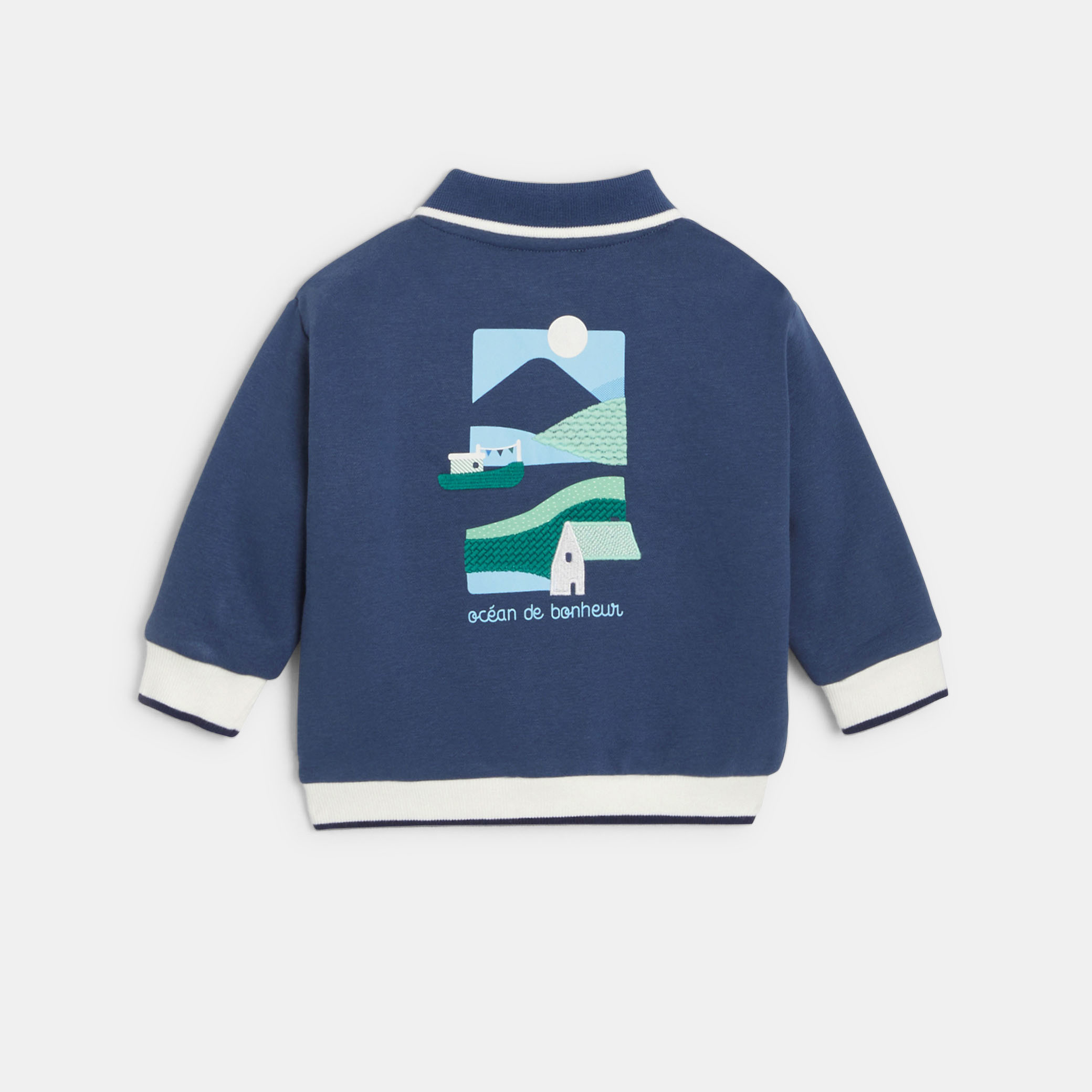 Sweat bleu à col polo bébé garçon - Bleu Encre