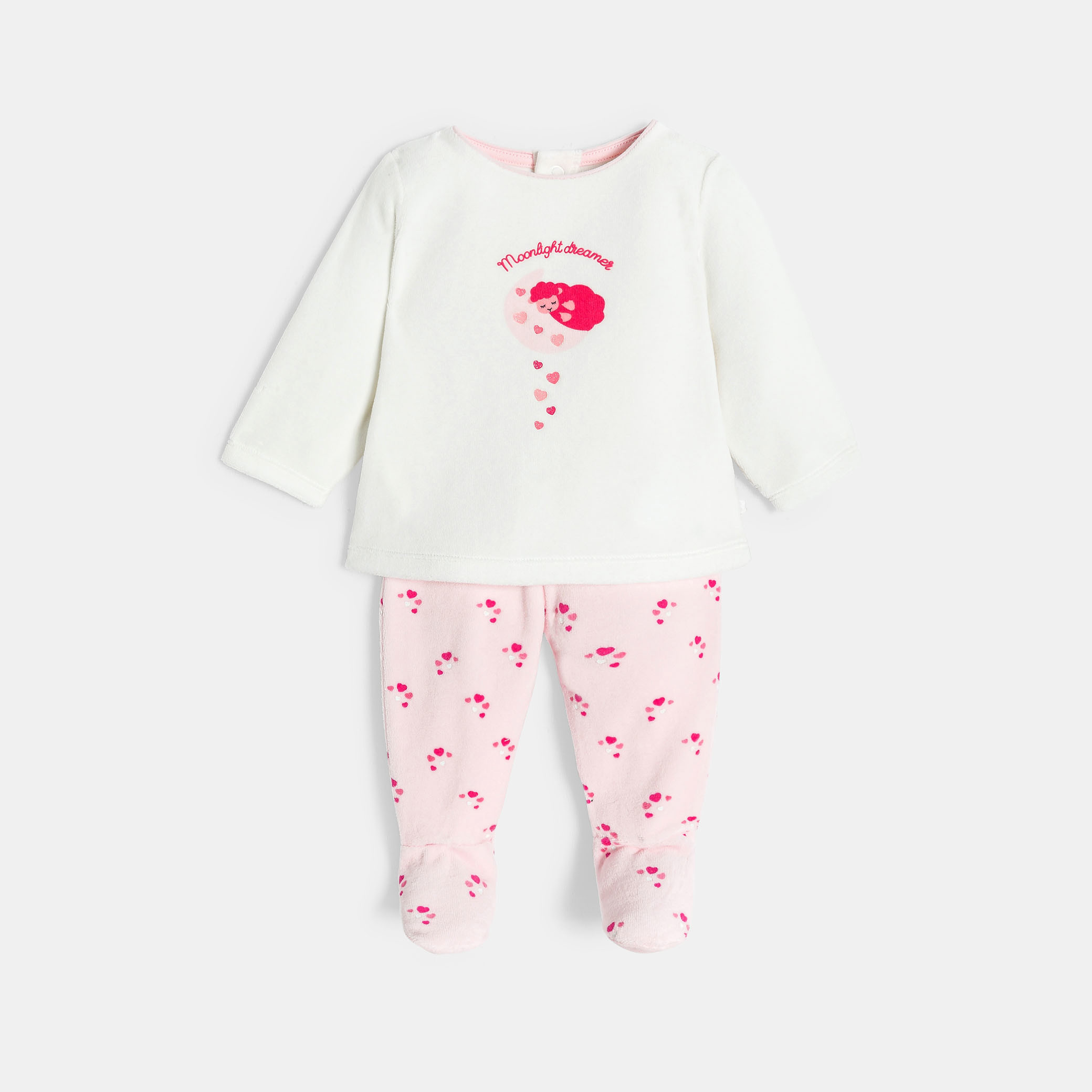 Dors bien rose à motif coeur bébé fille - Rose Thé