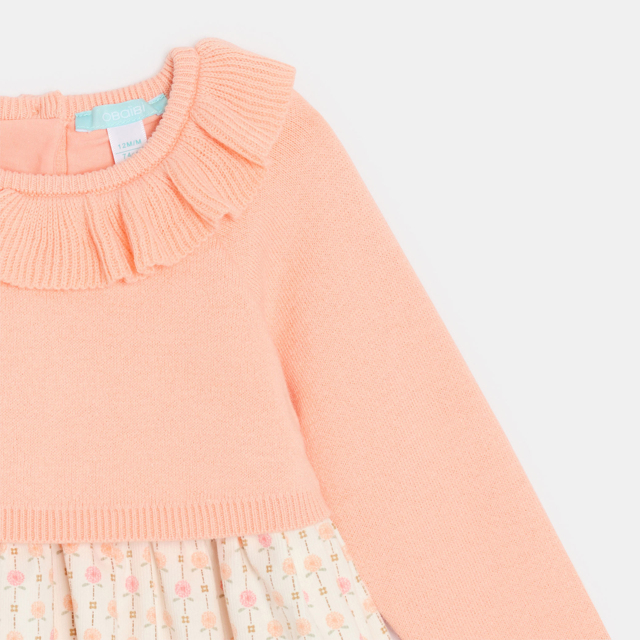 Robe fleuri orange effet 2 en 1 bébé fille - Abricot