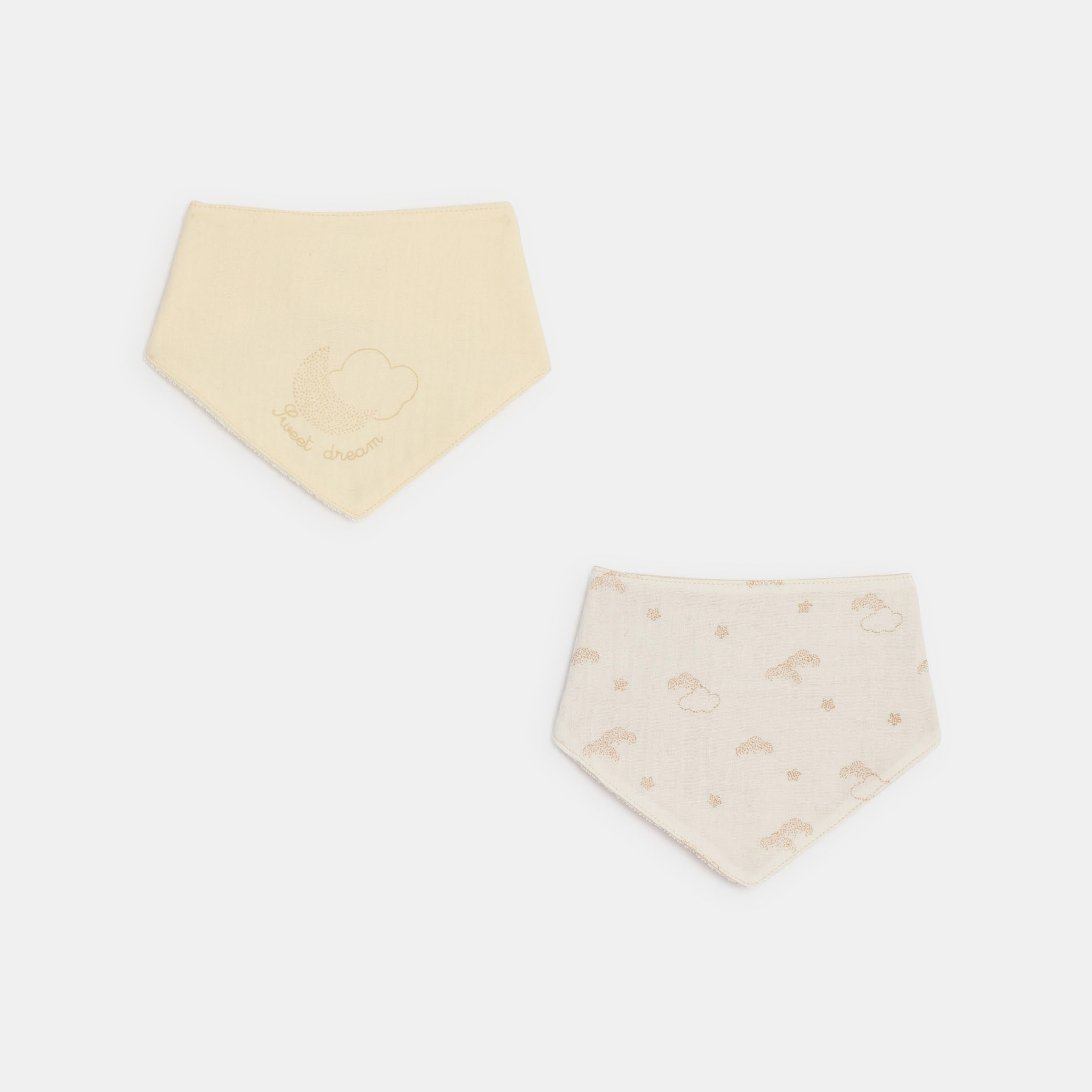 Lot de bavoirs bandana beige mixte - beige
