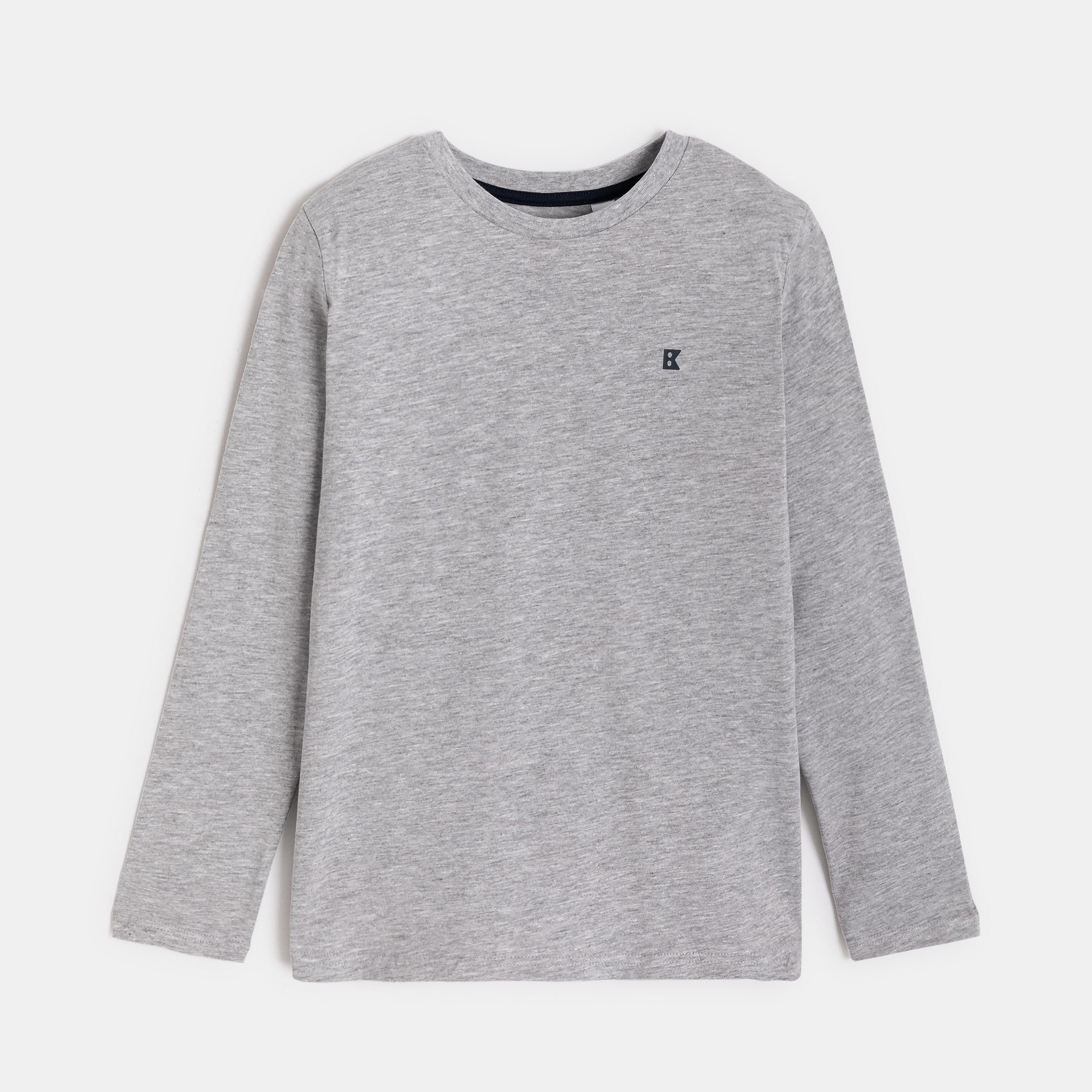 T-shirt manches longues uni bleu garçon - Gris Raton
