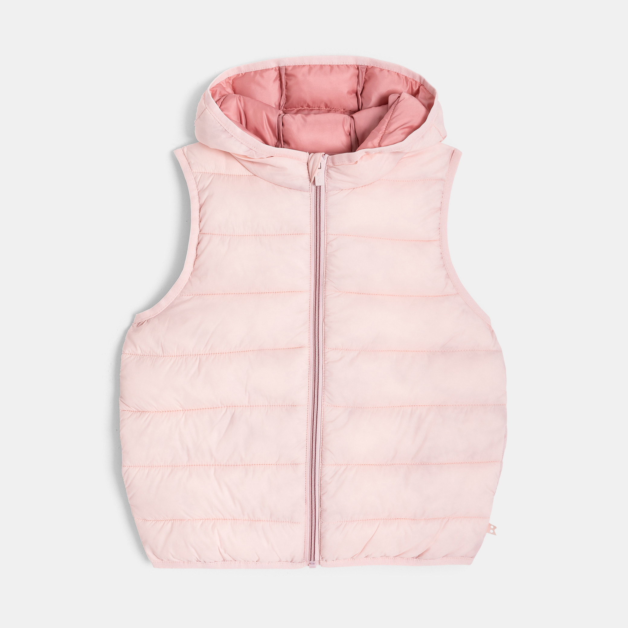 Doudoune sans manches à capuche orange Fille - Rose Clair