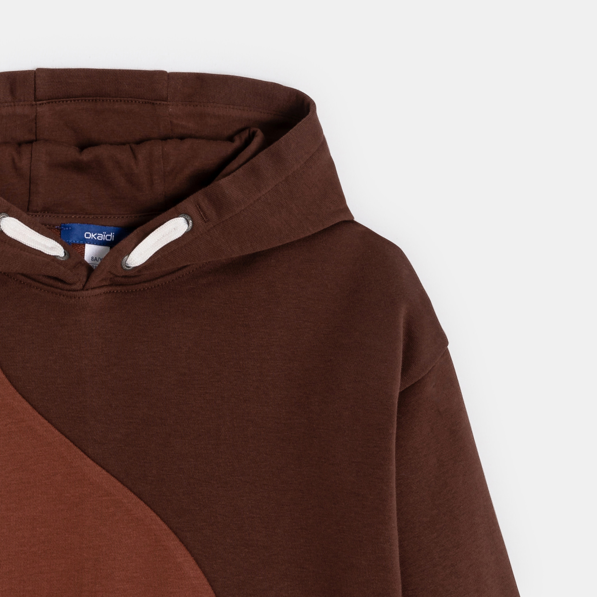 Sweat à capuche colorblock bleu garçon - Chocolat