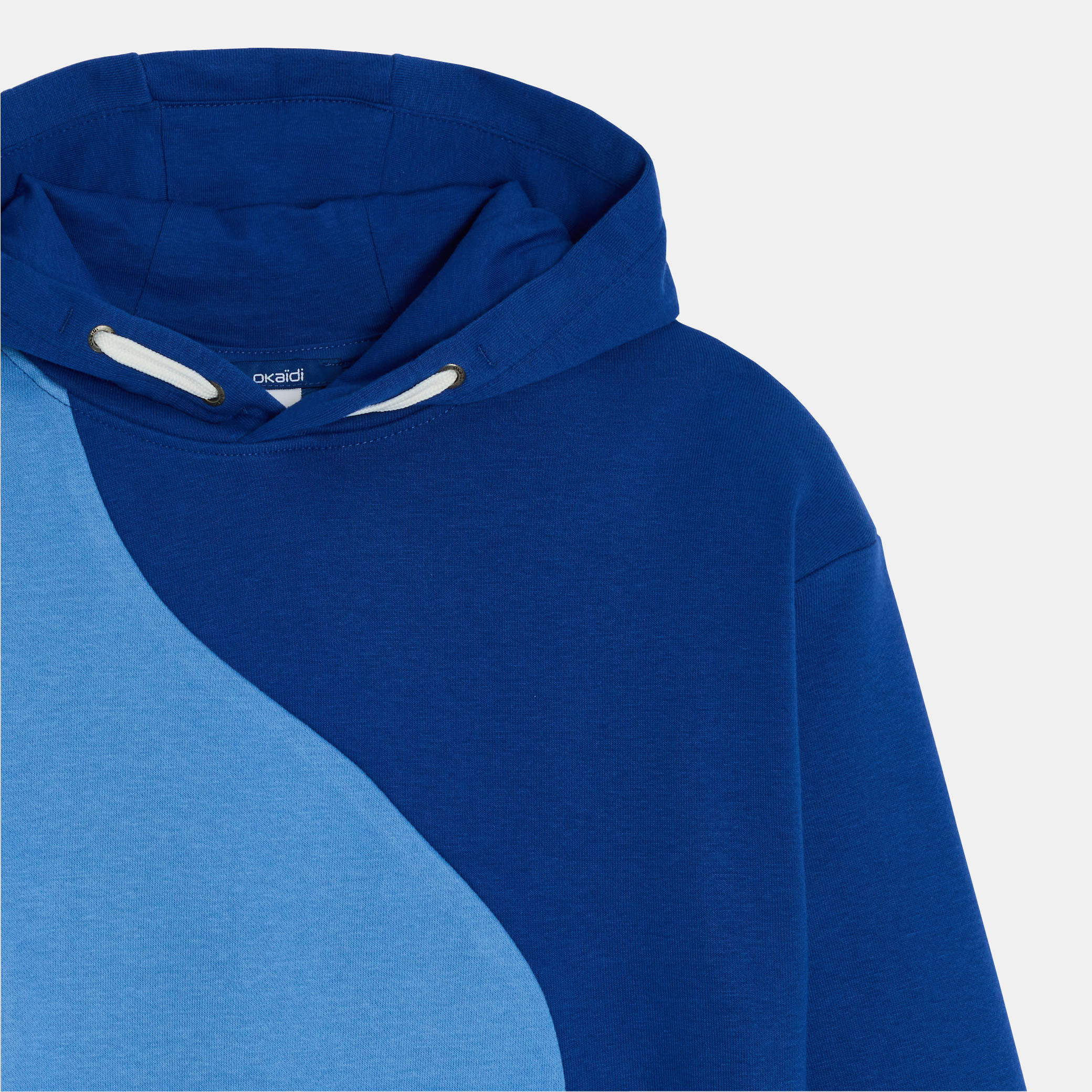 Sweat à capuche colorblock bleu garçon - Bleu faience