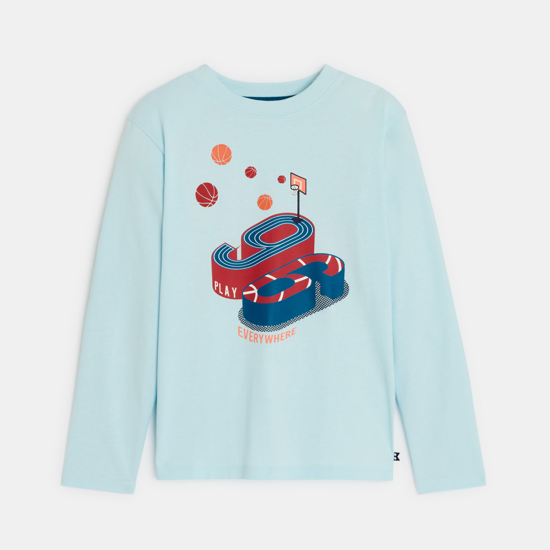 T-shirt manches longues sport bleu garçon - Bleu ciel