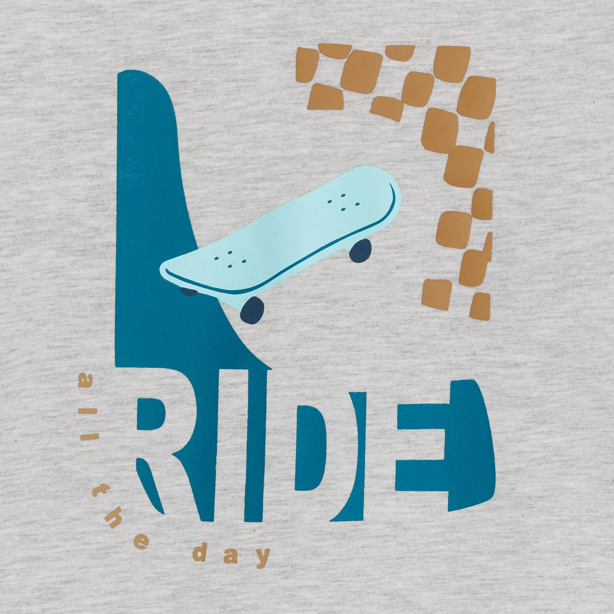 T-shirt manches longues skate gris garçon - Gris chiné